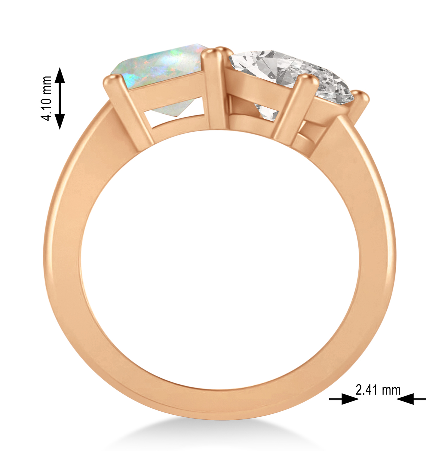 Emerald/Oval Diamond & Opal Toi et Moi Ring 14k Rose Gold (5.50ct)