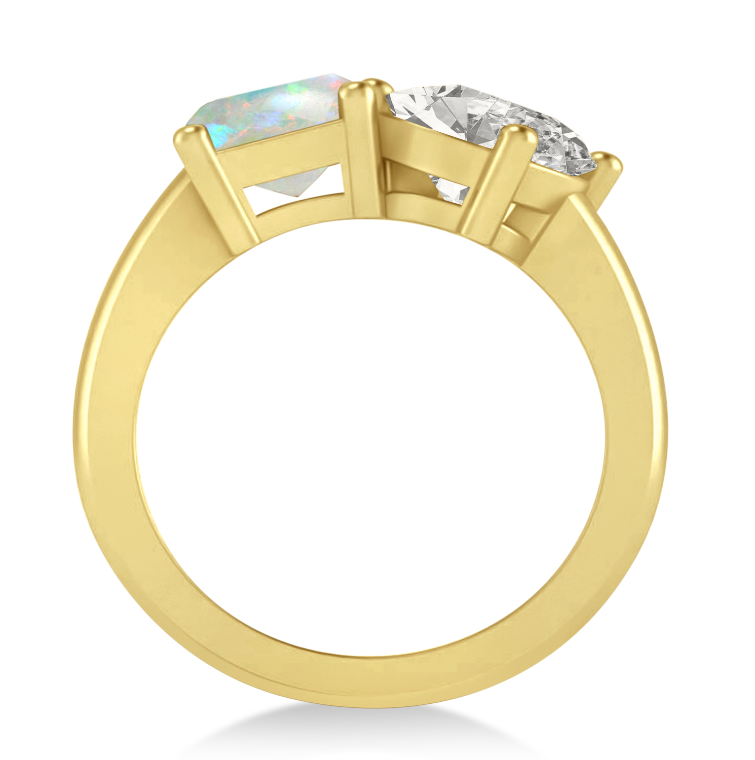 Emerald/Oval Diamond & Opal Toi et Moi Ring 14k Yellow Gold (5.50ct)