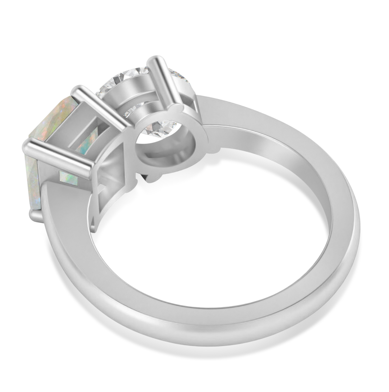 Emerald/Oval Diamond & Opal Toi et Moi Ring Platinum (5.50ct)