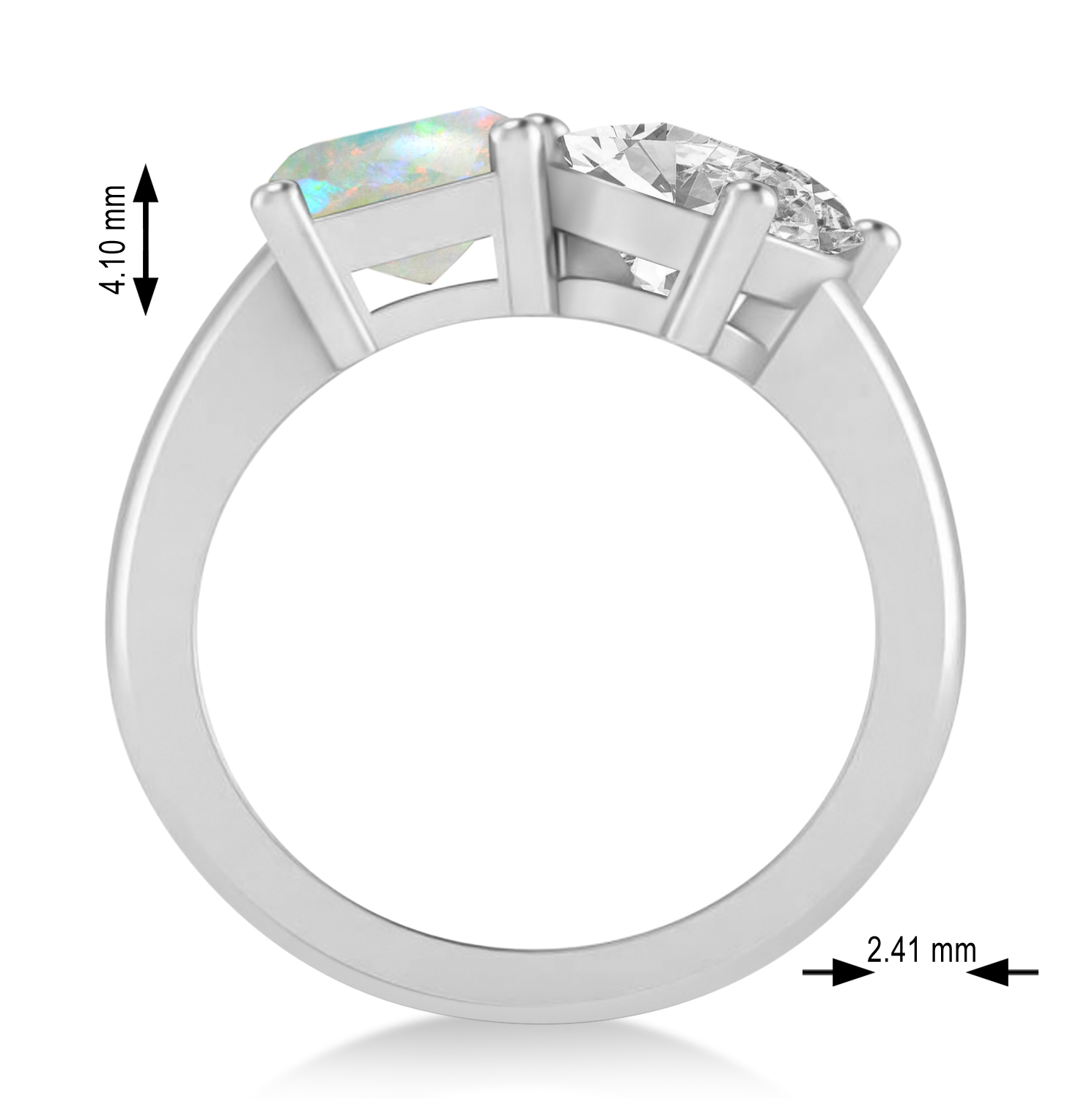 Emerald/Oval Diamond & Opal Toi et Moi Ring Platinum (5.50ct)