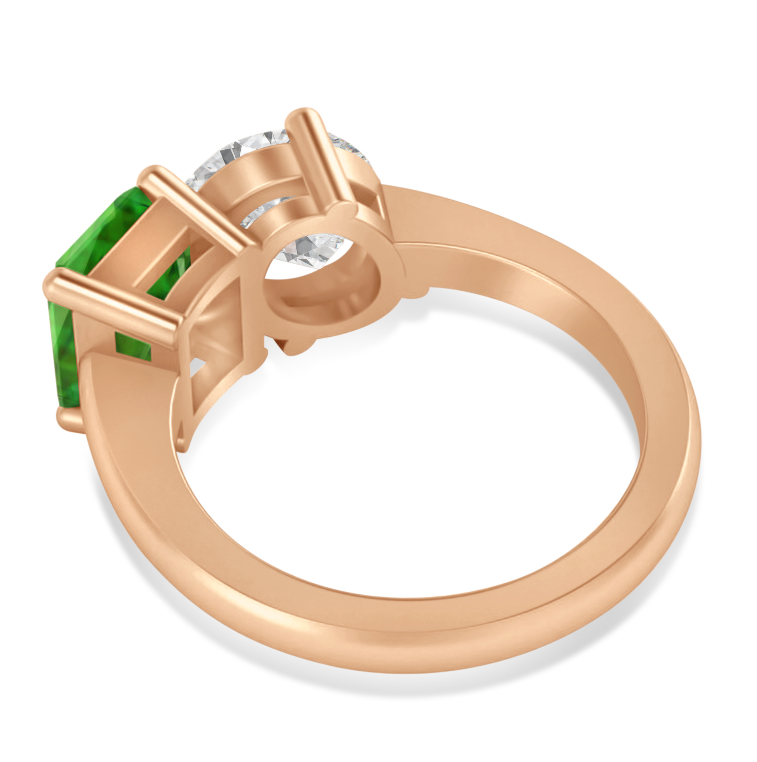 Emerald/Oval Diamond & Peridot Toi et Moi Ring 14k Rose Gold (5.50ct)
