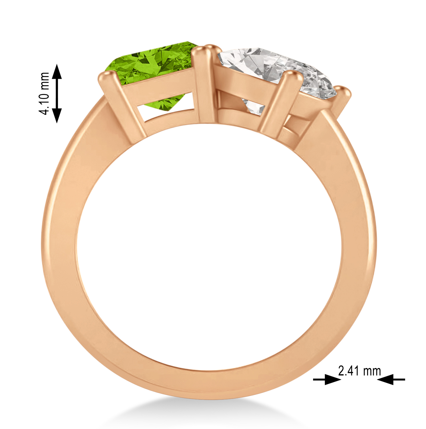 Emerald/Oval Diamond & Peridot Toi et Moi Ring 14k Rose Gold (5.50ct)