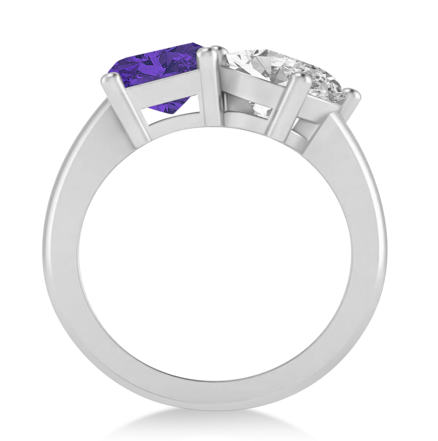 Emerald/Oval Diamond & Tanzanite Toi et Moi Ring 18k White Gold (5.50ct)