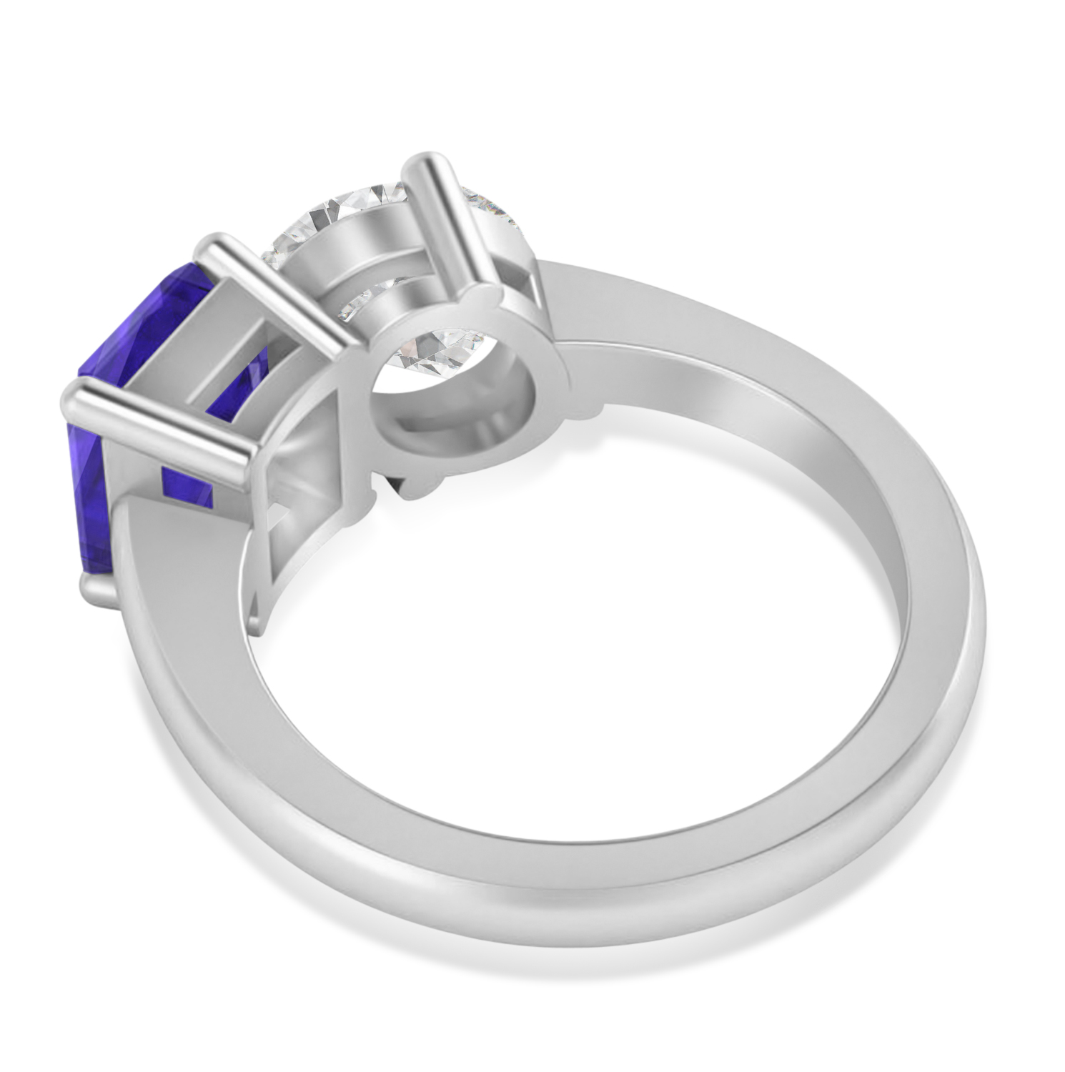 Emerald/Oval Diamond & Tanzanite Toi et Moi Ring 18k White Gold (5.50ct)