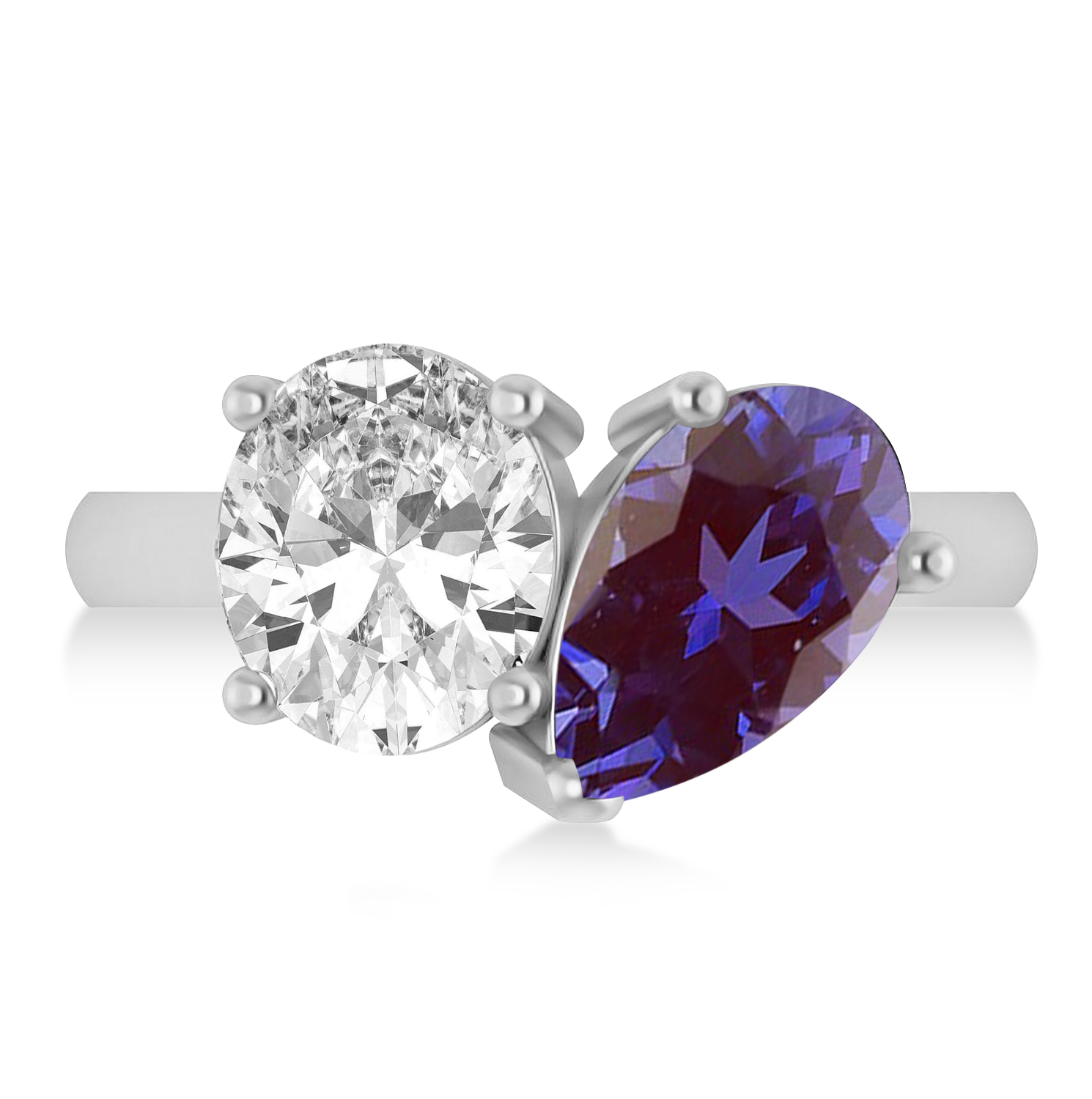 Pear/Oval Diamond & Lab Alexandrite Toi et Moi Ring Platinum (6.00ct)