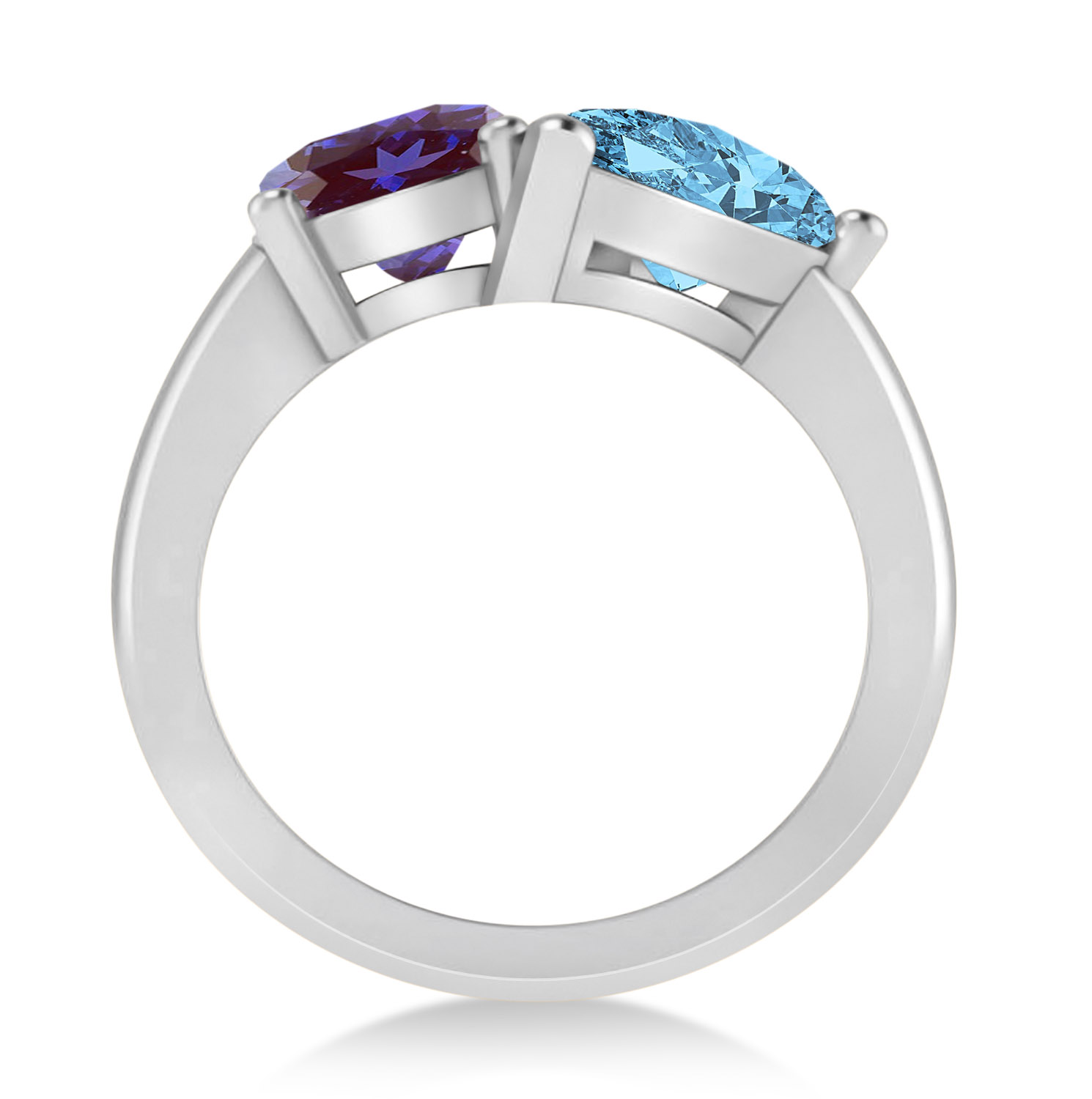 Pear/Oval Lab Alexandrite & Blue Topaz Toi et Moi Ring 18k White Gold (6.00ct)