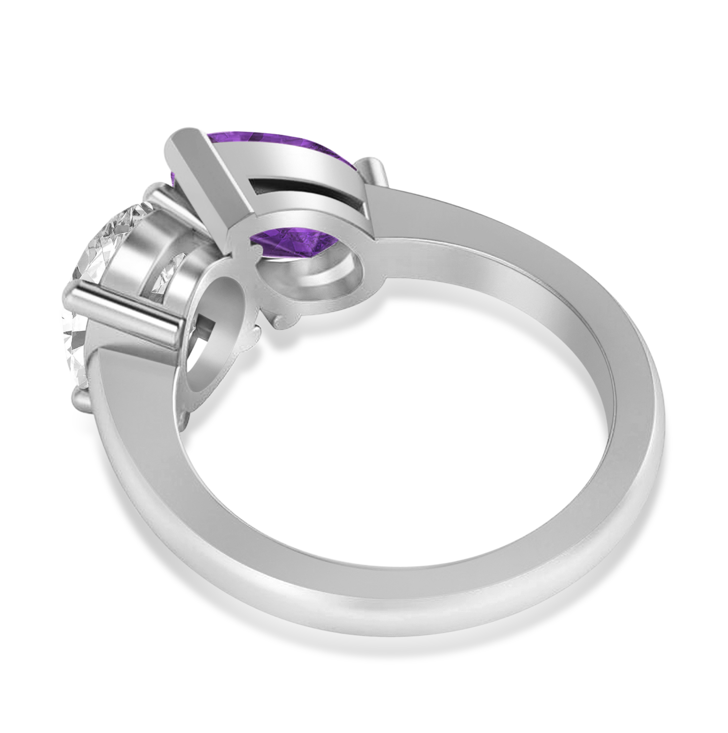 Pear/Oval Diamond & Amethyst Toi et Moi Ring 14k White Gold (6.00ct)