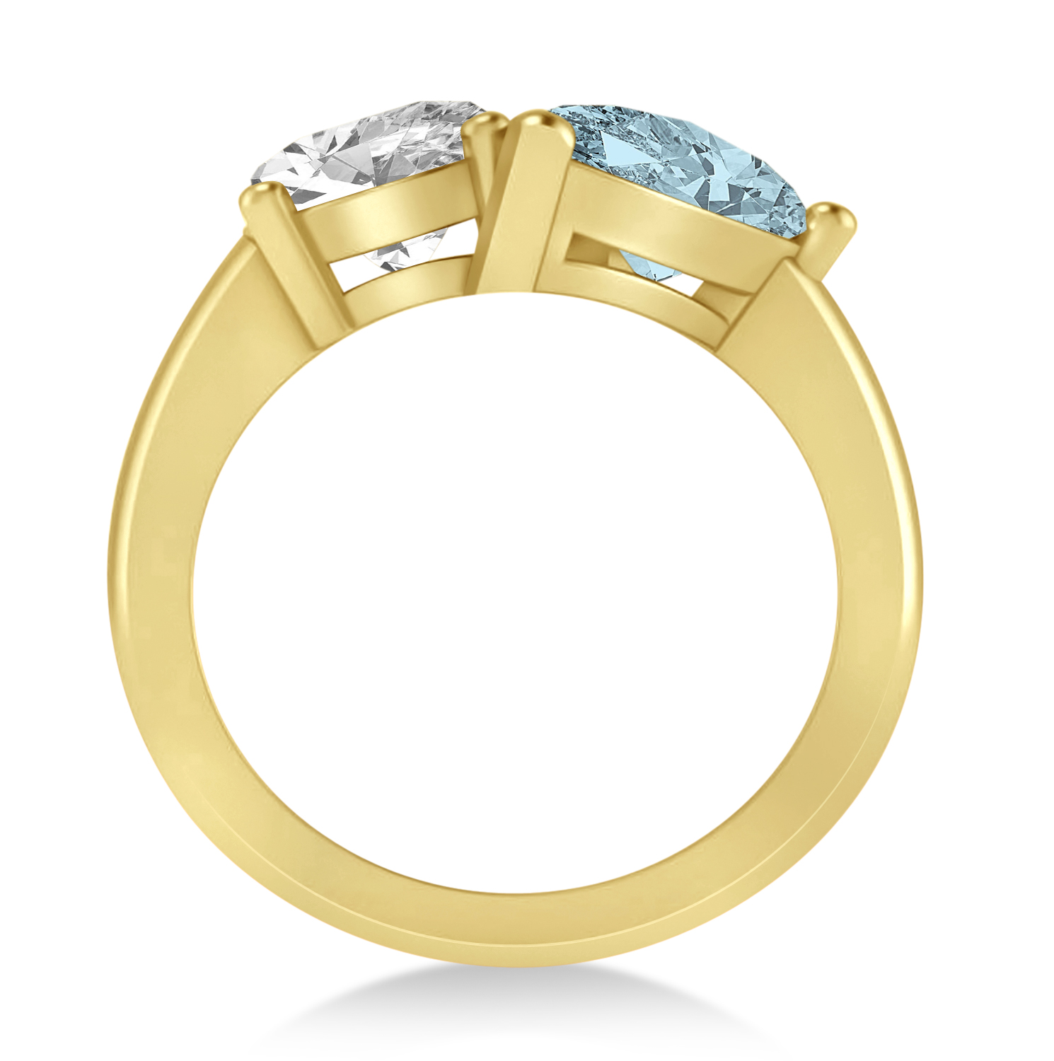 Pear/Oval Diamond & Aquamarine Toi et Moi Ring 14k Yellow Gold (6.00ct)