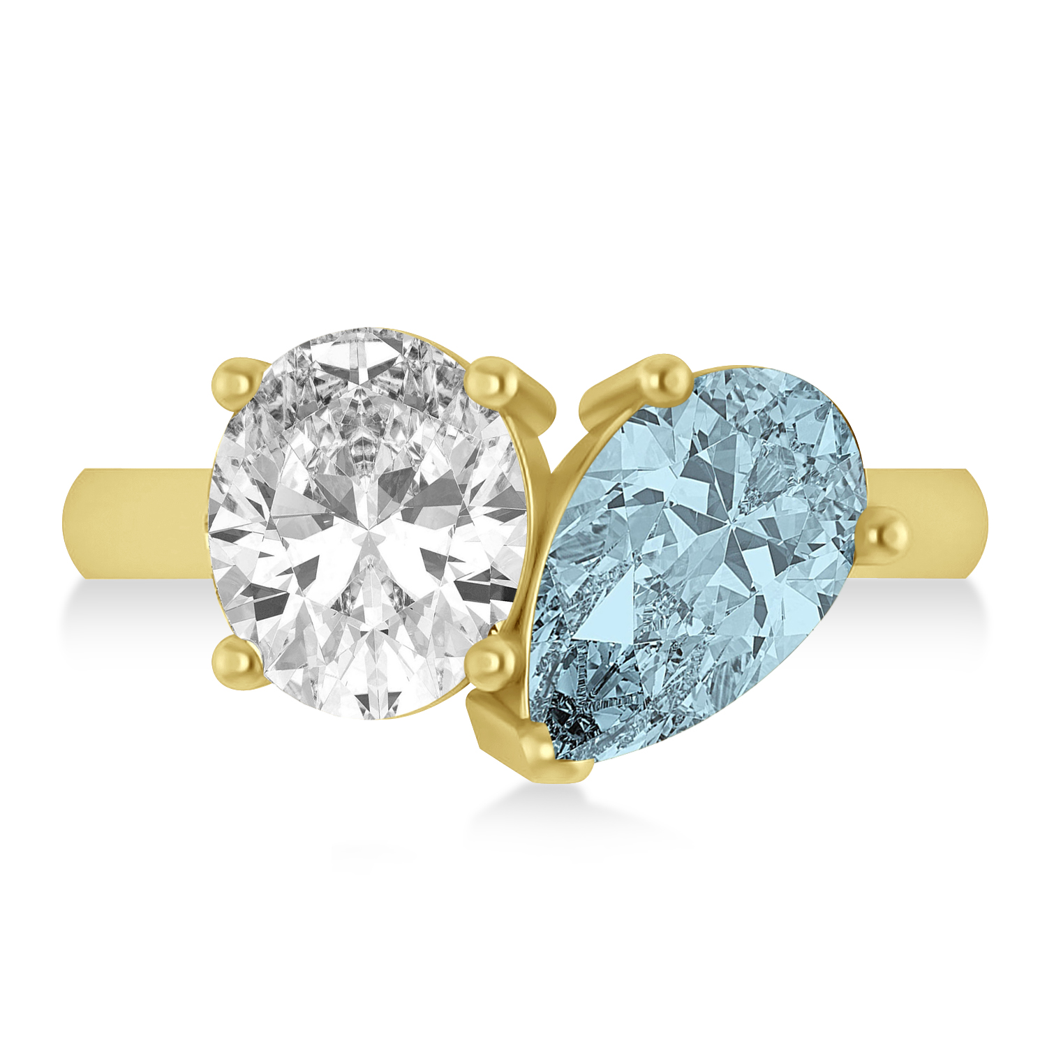 Pear/Oval Diamond & Aquamarine Toi et Moi Ring 14k Yellow Gold (6.00ct)