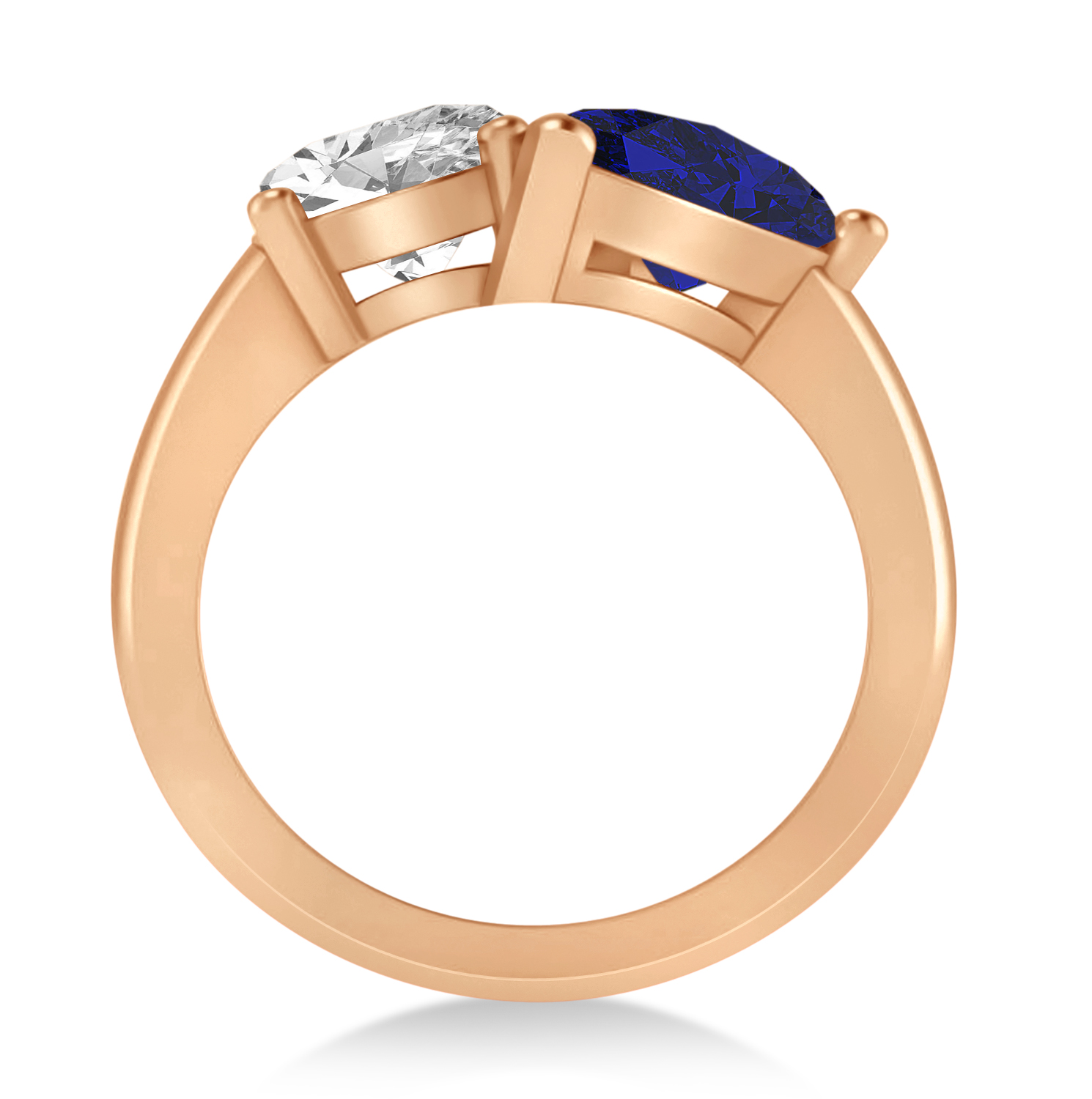 Pear/Oval Diamond & Blue Sapphire Toi et Moi Ring 14k Rose Gold (6.00ct)