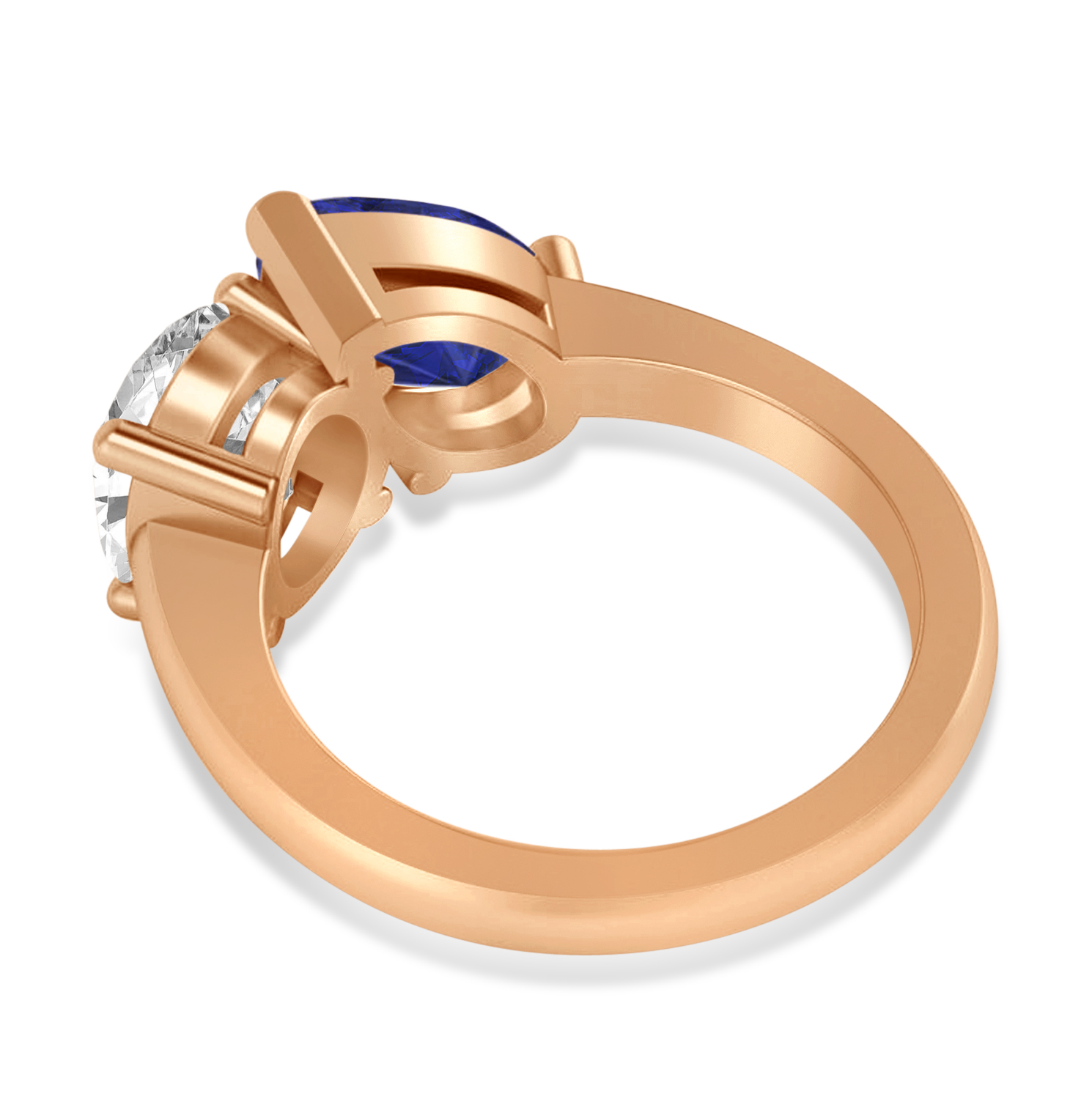 Pear/Oval Diamond & Blue Sapphire Toi et Moi Ring 14k Rose Gold (6.00ct)
