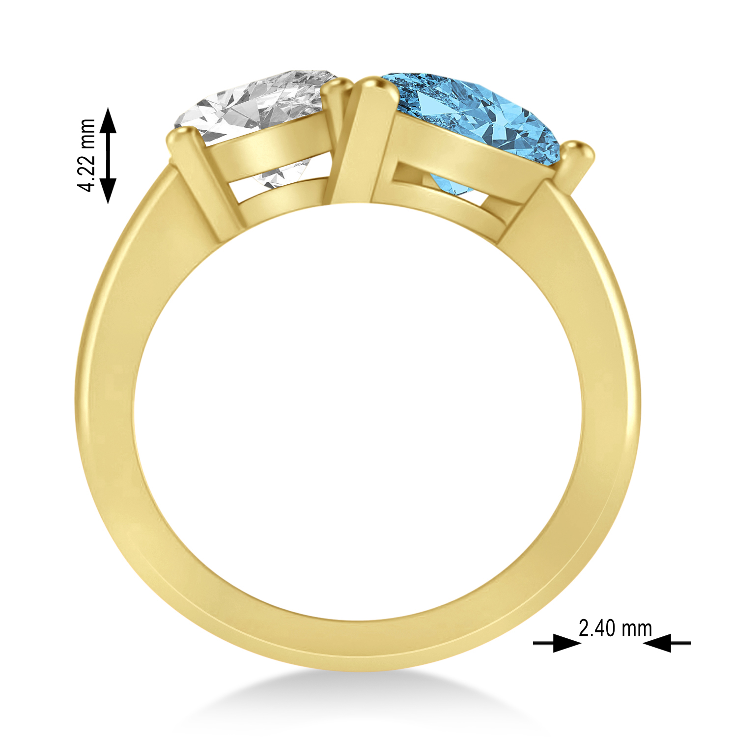 Pear/Oval Diamond & Blue Topaz Toi et Moi Ring 18k Yellow Gold (6.00ct)