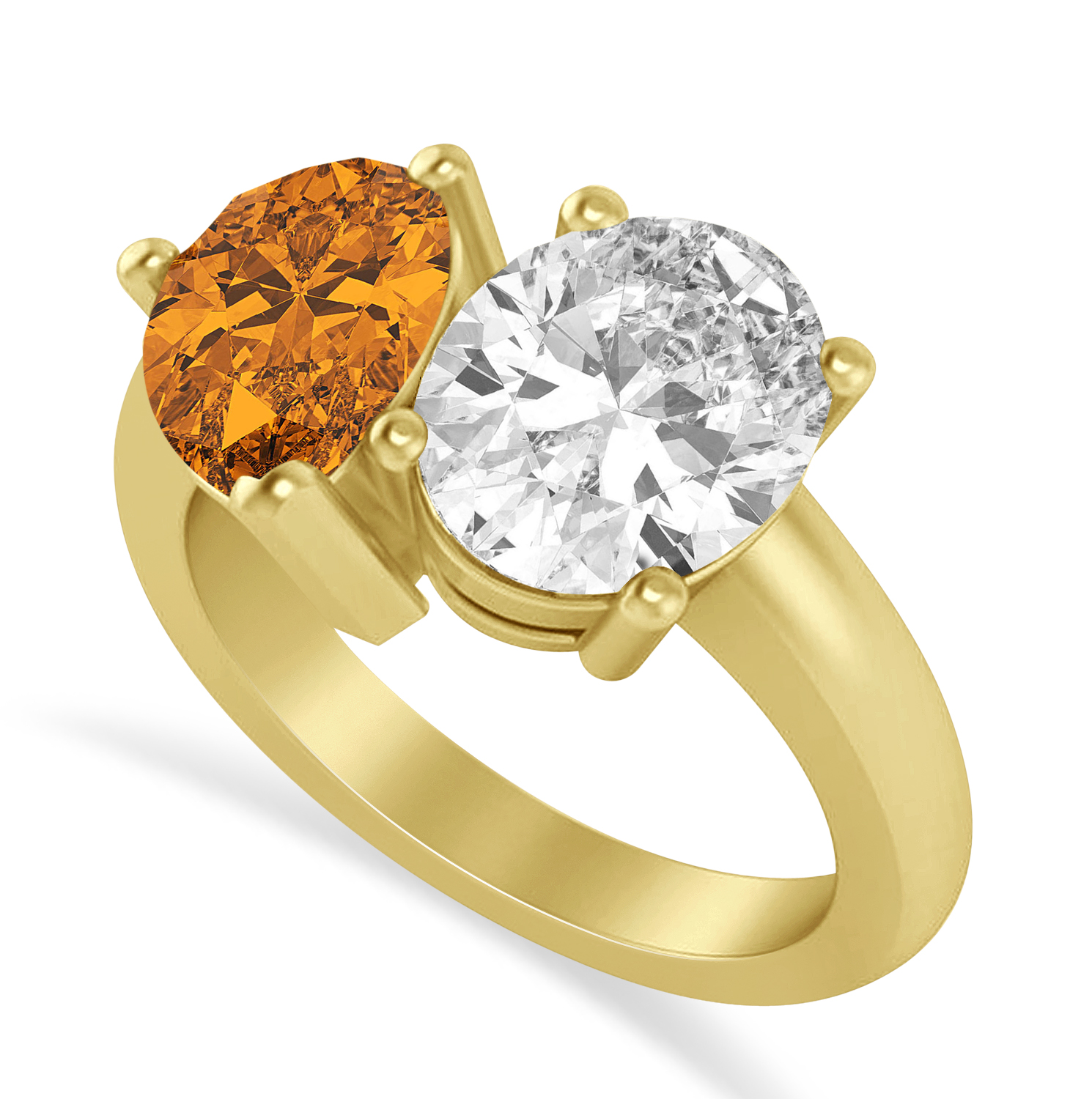 Pear/Oval Diamond & Citrine Toi et Moi Ring 18k Yellow Gold (6.00ct)