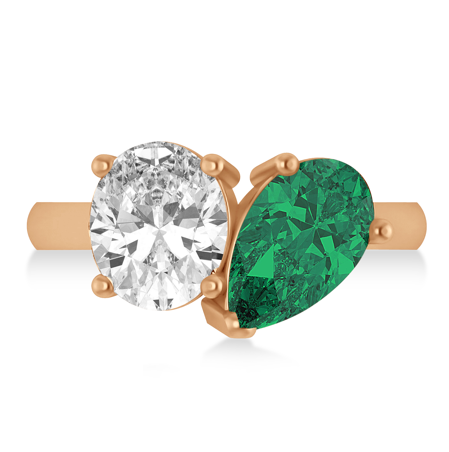Pear/Oval Diamond & Emerald Toi et Moi Ring 18k Rose Gold (6.00ct)