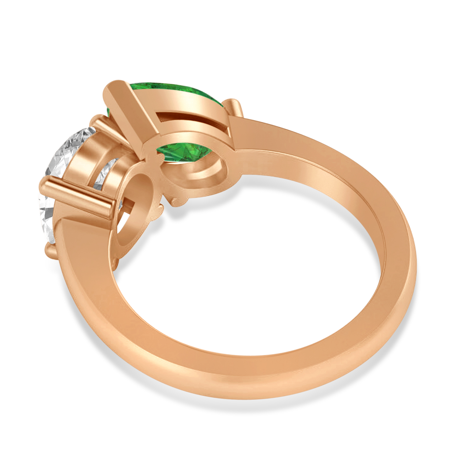 Pear/Oval Diamond & Emerald Toi et Moi Ring 18k Rose Gold (6.00ct)