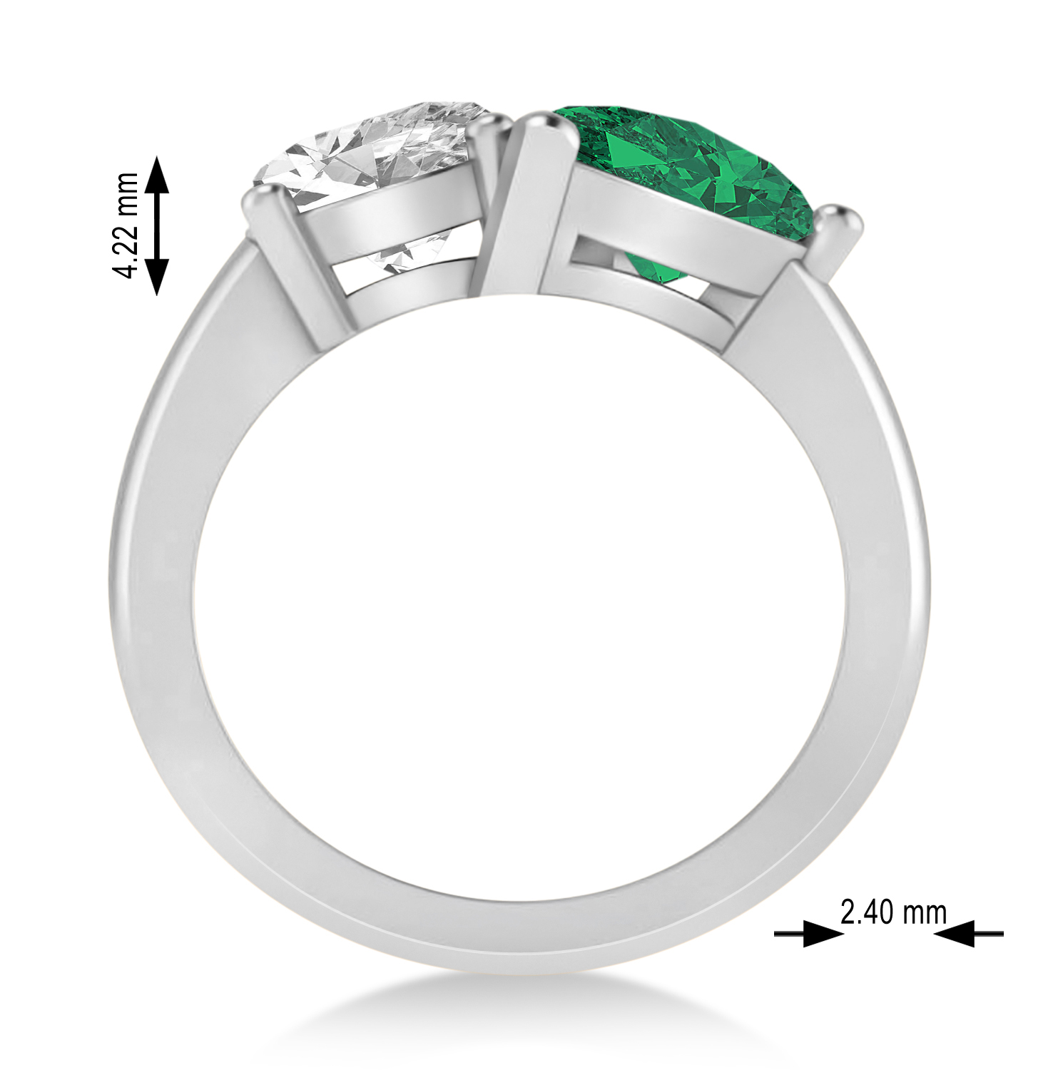 Pear/Oval Diamond & Emerald Toi et Moi Ring Platinum (6.00ct)