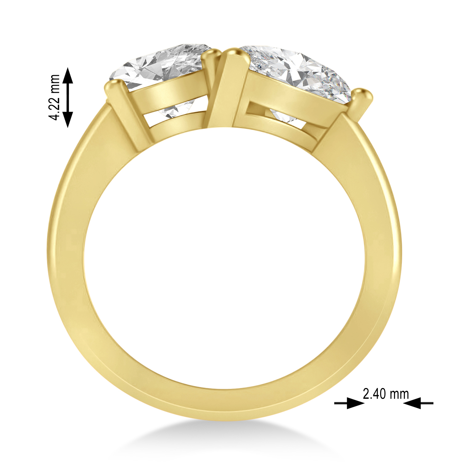 Pear/Oval Lab Grown Diamond Toi et Moi Ring 18k Yellow Gold (6.00ct)