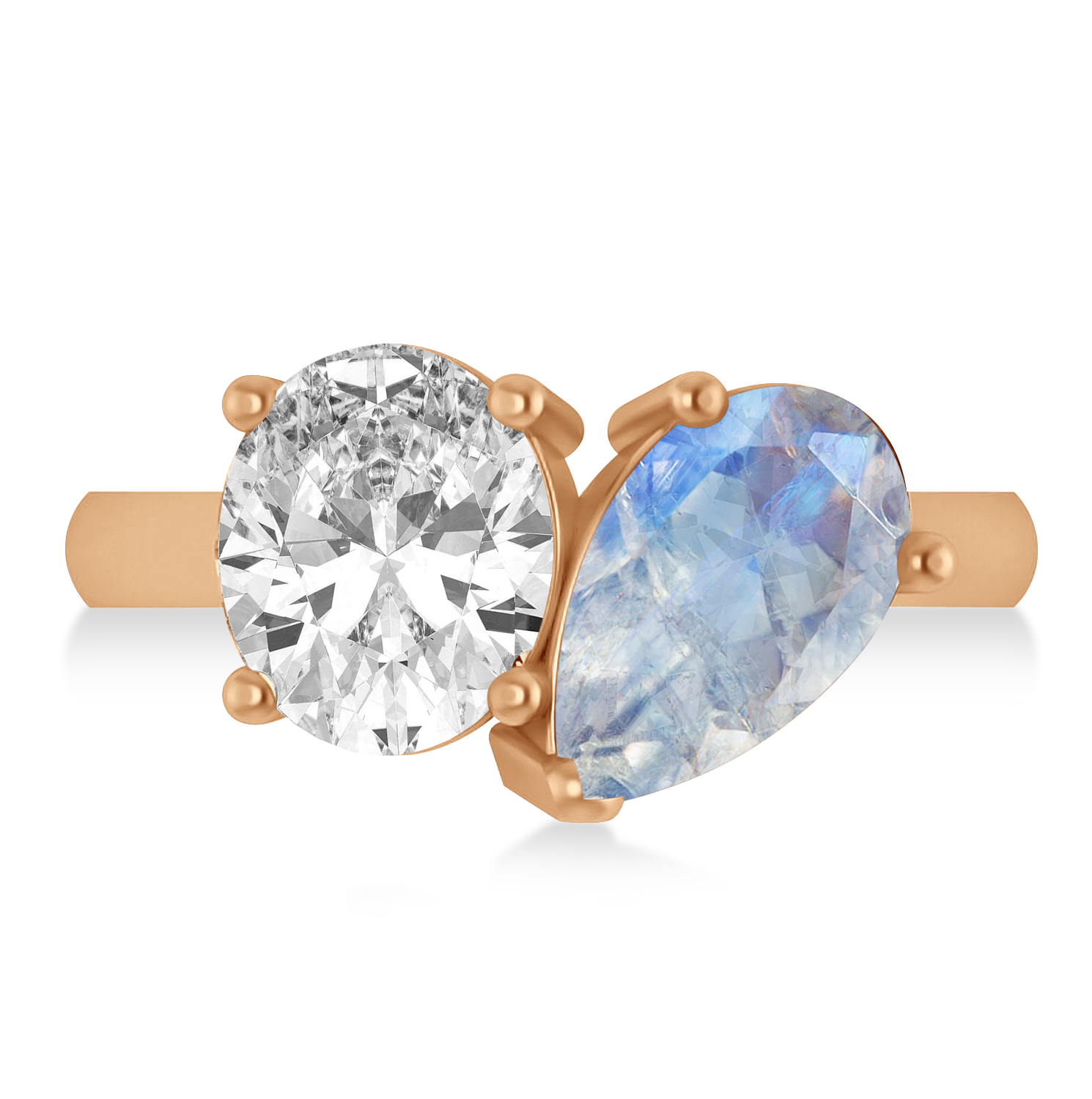 Pear/Oval Diamond & Moonstone Toi et Moi Ring 14k Rose Gold (6.00ct)