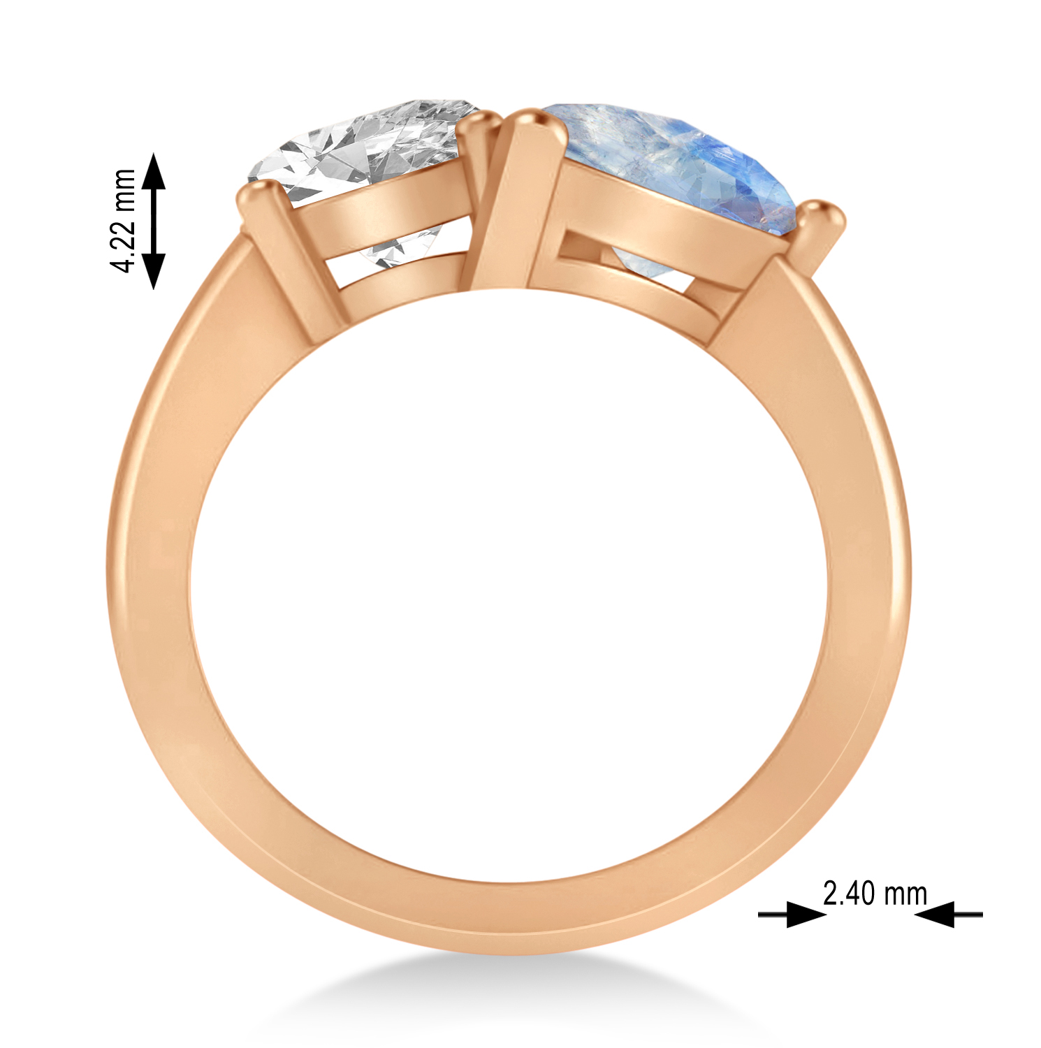 Pear/Oval Diamond & Moonstone Toi et Moi Ring 14k Rose Gold (6.00ct)