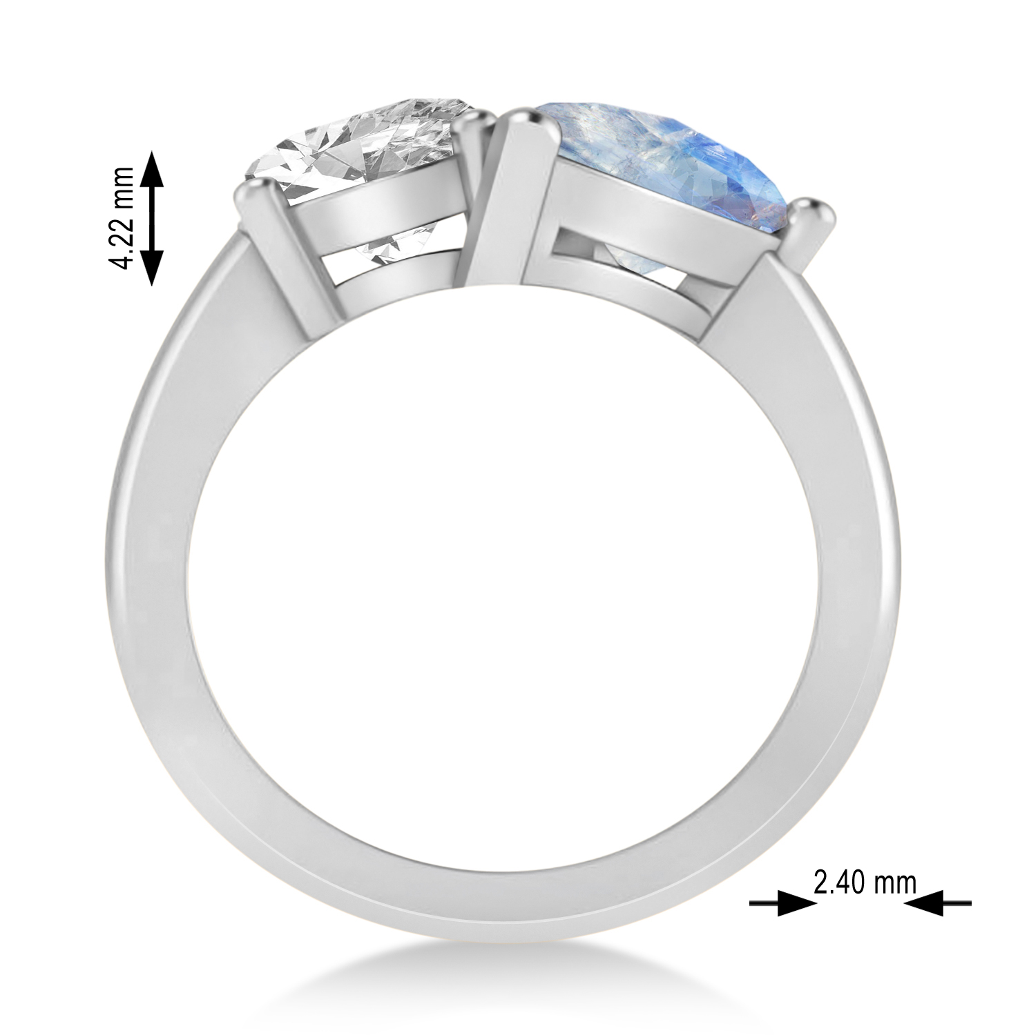 Pear/Oval Diamond & Moonstone Toi et Moi Ring 14k White Gold (6.00ct)