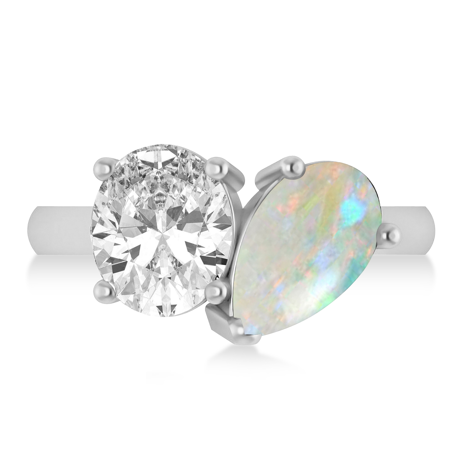 Pear/Oval Diamond & Opal Toi et Moi Ring Platinum (6.00ct)