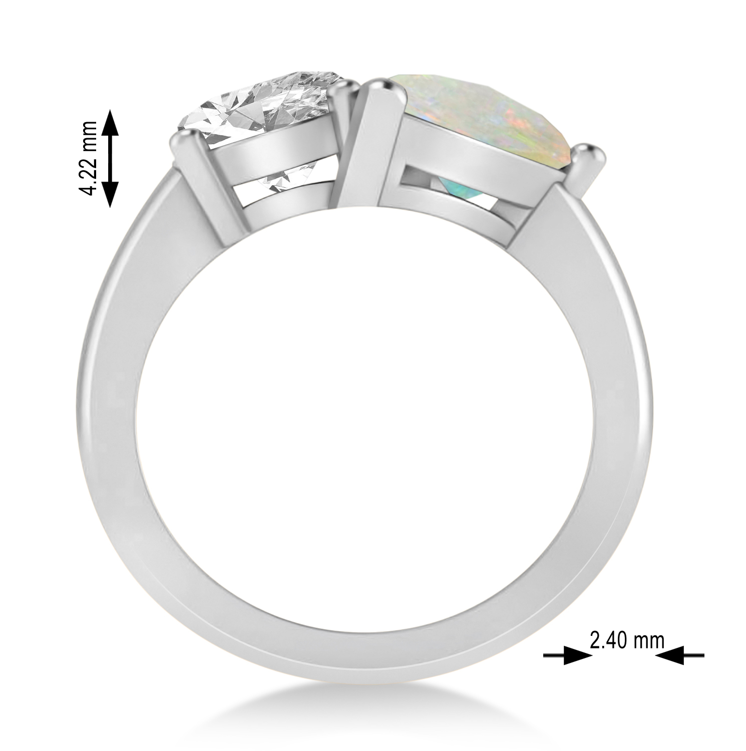 Pear/Oval Diamond & Opal Toi et Moi Ring Platinum (6.00ct)