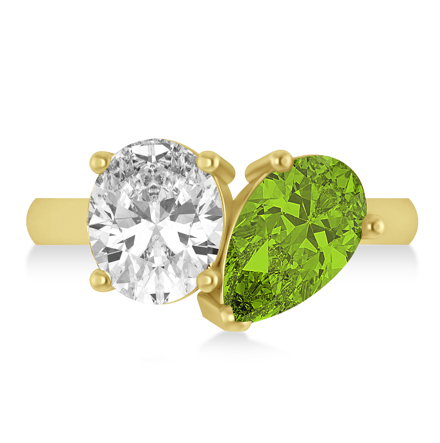 Pear/Oval Diamond & Peridot Toi et Moi Ring 18k Yellow Gold (6.00ct)
