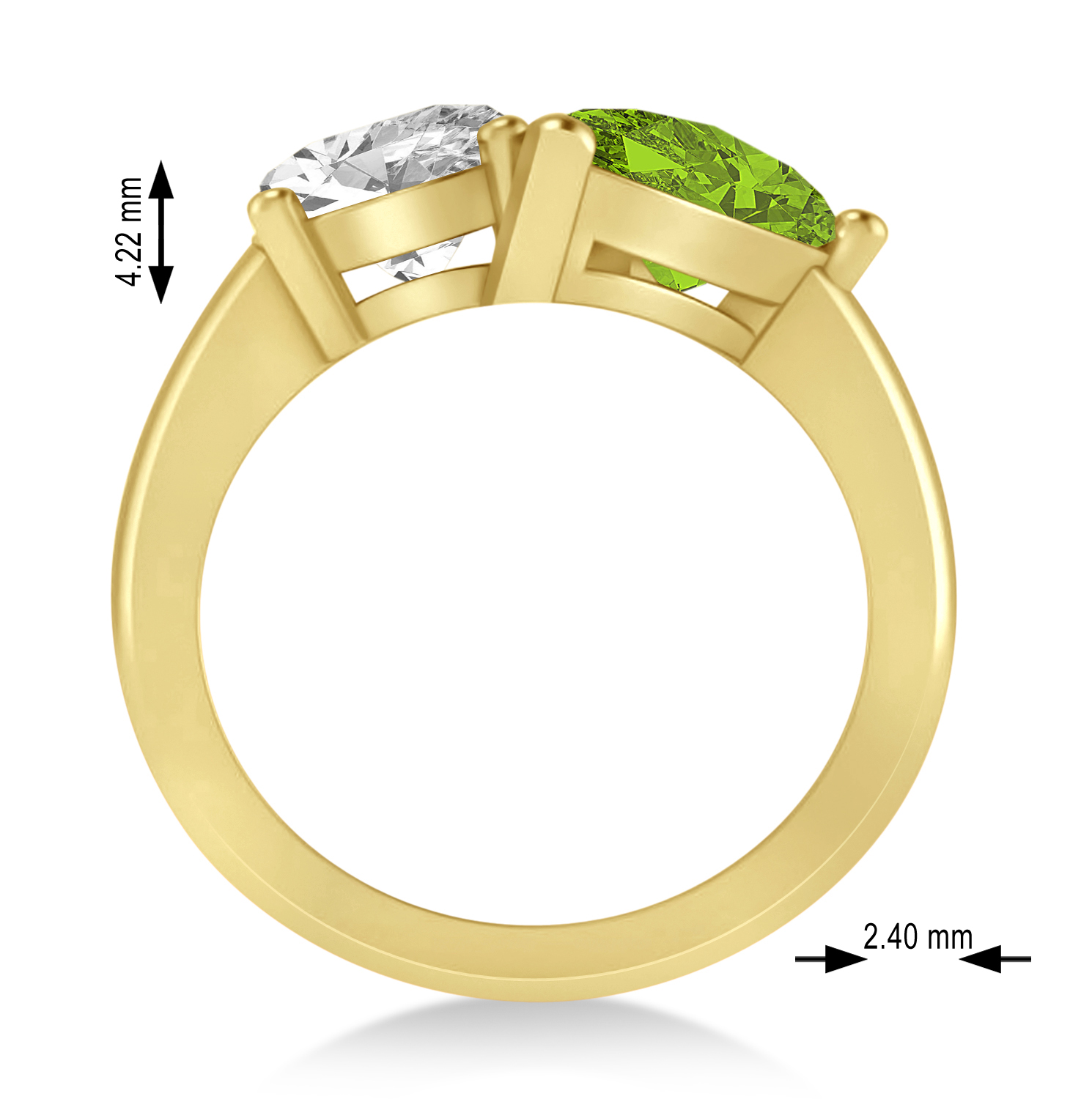 Pear/Oval Diamond & Peridot Toi et Moi Ring 18k Yellow Gold (6.00ct)