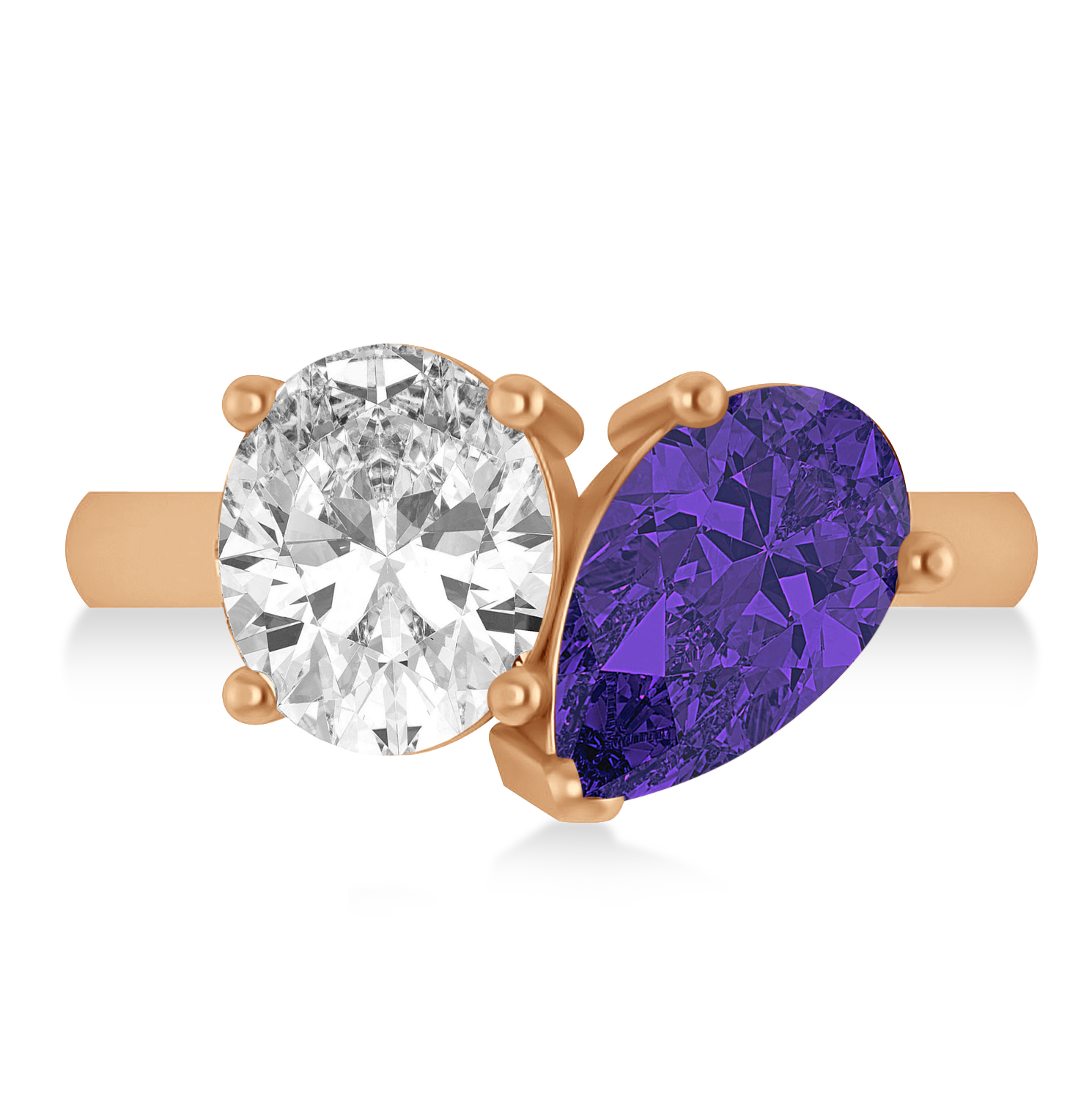 Pear/Oval Diamond & Tanzanite Toi et Moi Ring 18k Rose Gold (6.00ct)