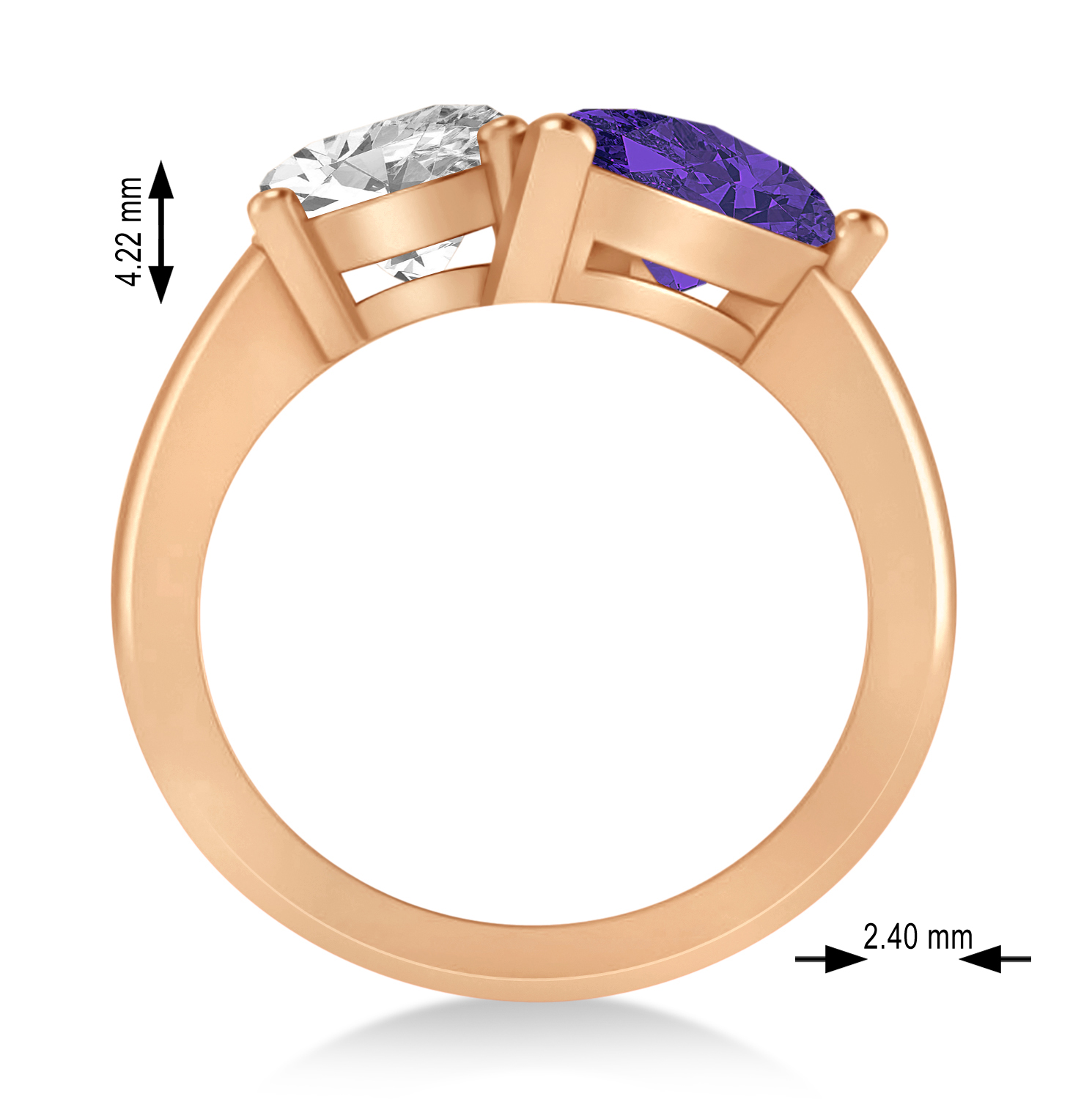 Pear/Oval Diamond & Tanzanite Toi et Moi Ring 18k Rose Gold (6.00ct)