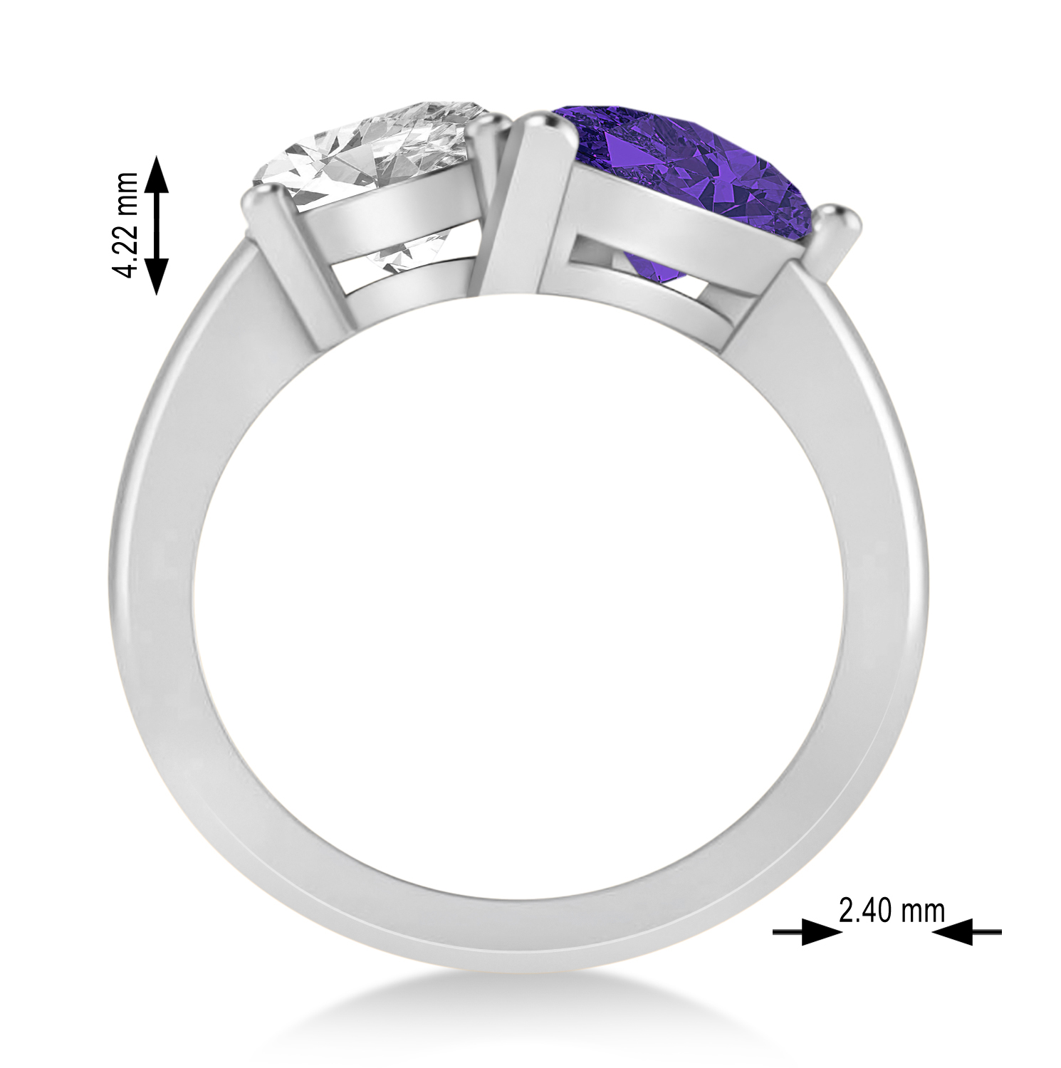 Pear/Oval Diamond & Tanzanite Toi et Moi Ring Platinum (6.00ct)