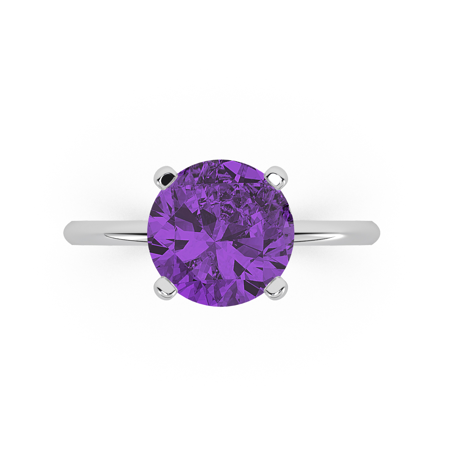 Amethyst Solitaire Engagement Ring 14K White Gold (2.75ct)