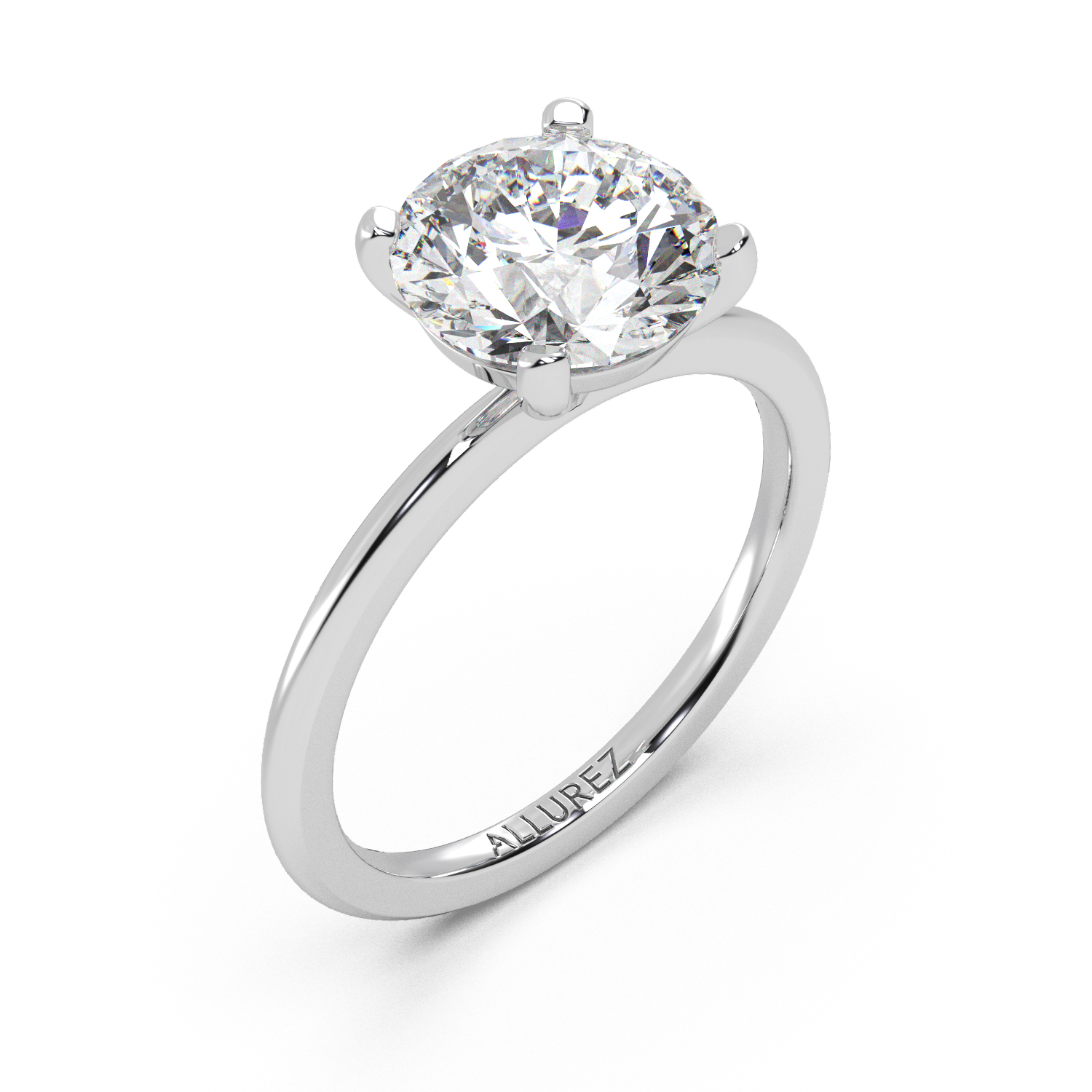 Lab Grown Diamond Solitaire Engagement Ring 14K White Gold (3.00ct)
