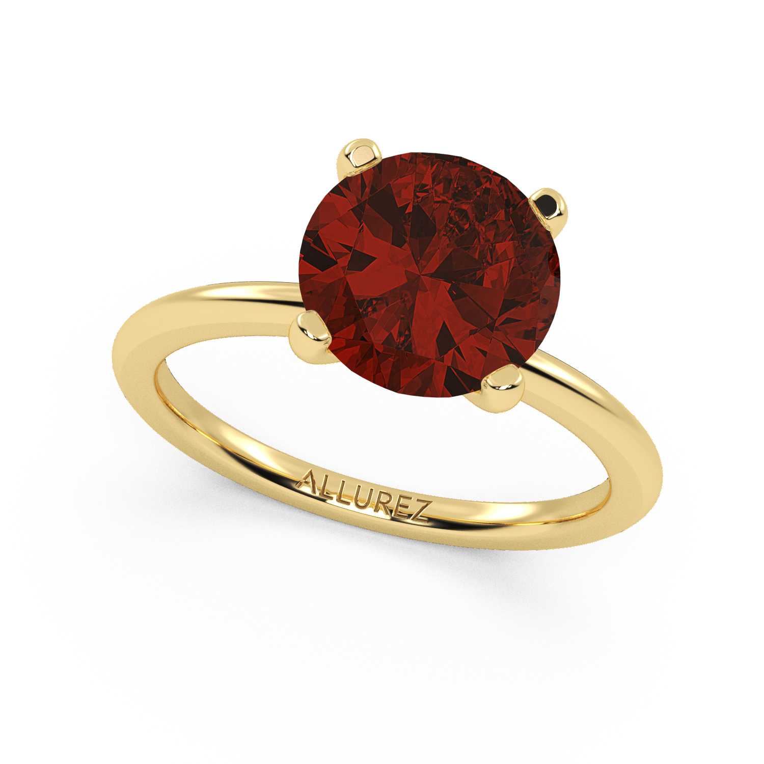 Lab Ruby Solitaire Engagement Ring 14K Yellow Gold (3.50ct)