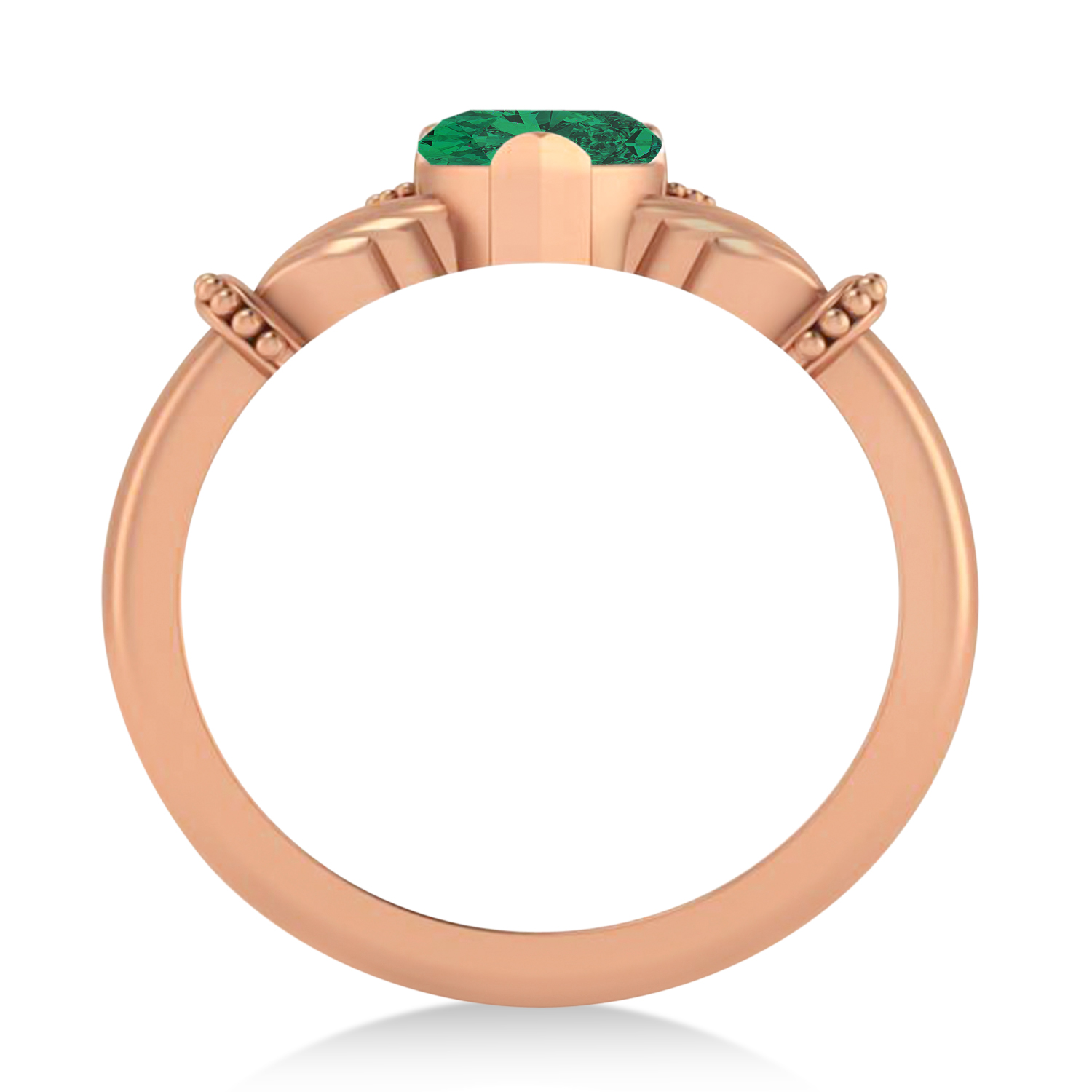 Lab-Grown Emerald Heart & Marquise  Claddagh Ring 14K Rose Gold (0.81ct)