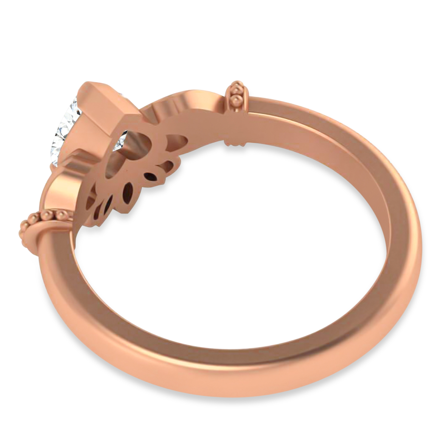 Lab-Grown Diamond Heart & Marquise  Claddagh Ring 14K Rose Gold (0.89ct)