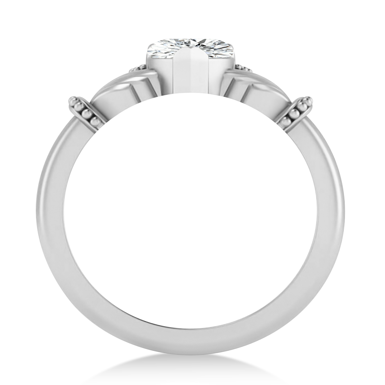 Lab-Grown Diamond Heart & Marquise Claddagh Ring 14K White Gold (0.89ct)