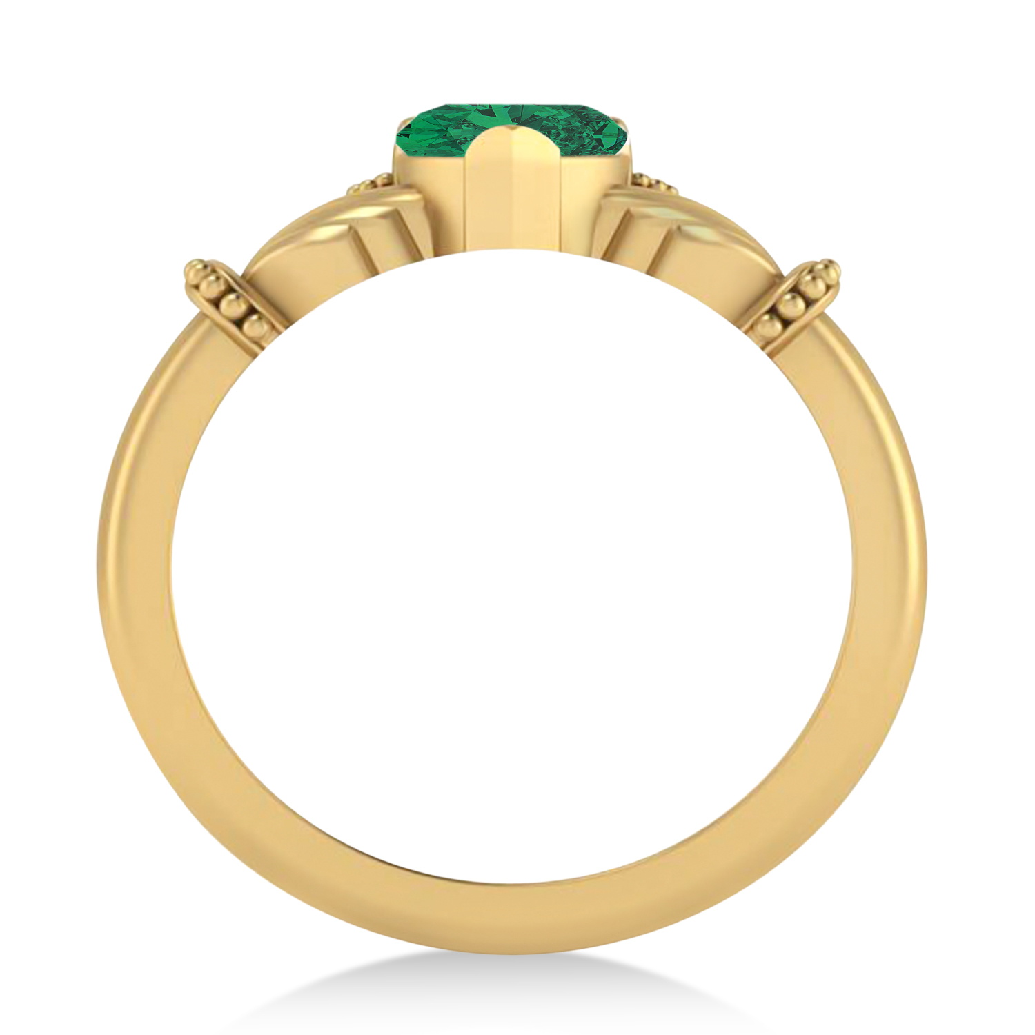 Emerald Heart & Marquise  Claddagh Ring 14K Yellow Gold (0.81ct)