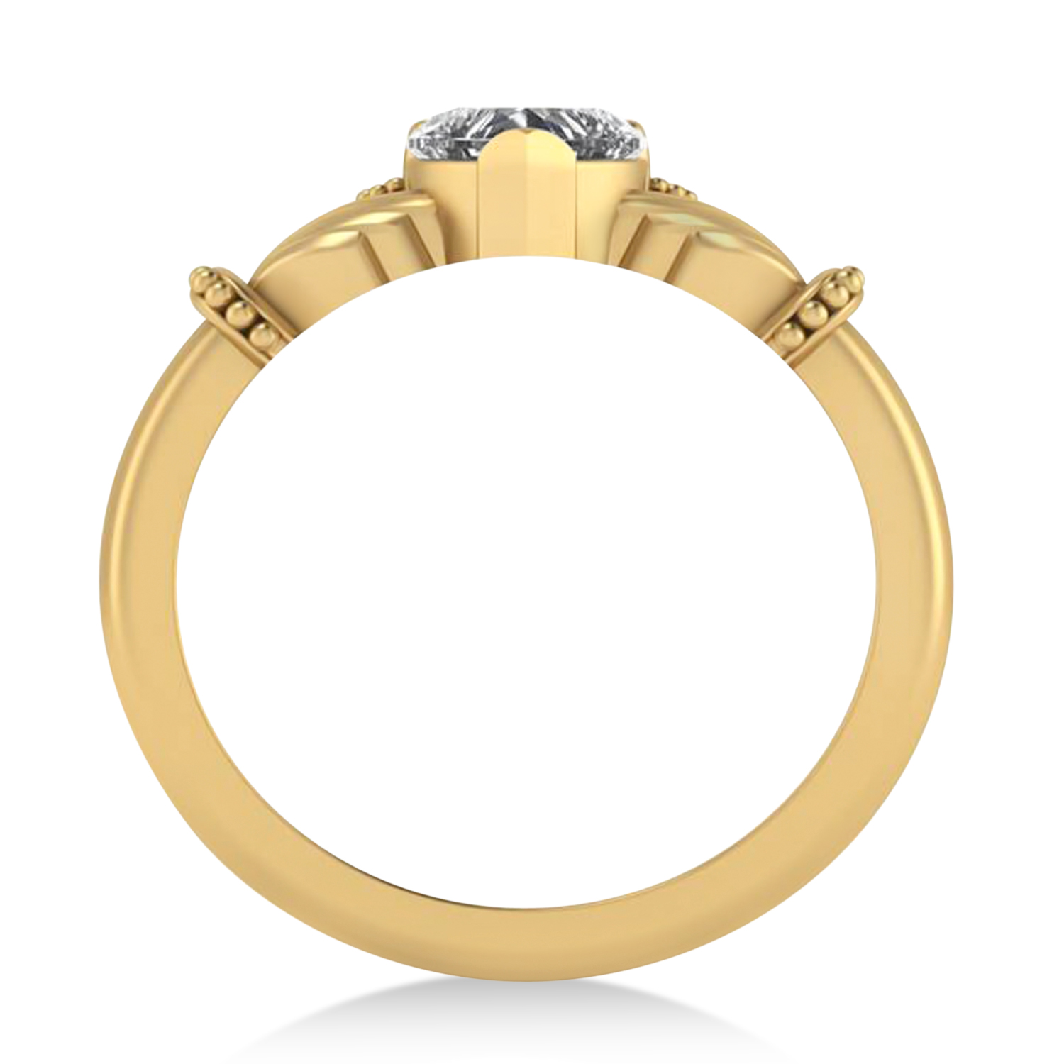 Diamond Heart & Marquise  Claddagh Ring 14K Yellow Gold (0.89ct)