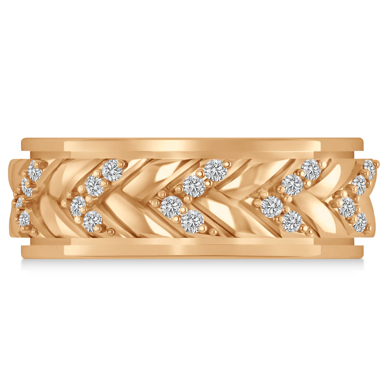 Men's Diamond Braided Band Eternity Ring 14k Rose Gold (0.20ct)