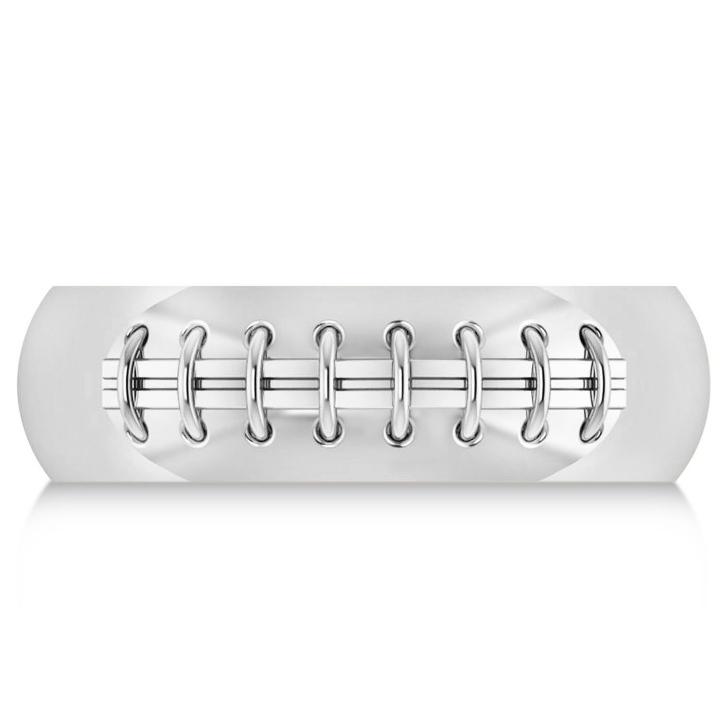Men's Football Carved Sports Band Ring 14k White Gold