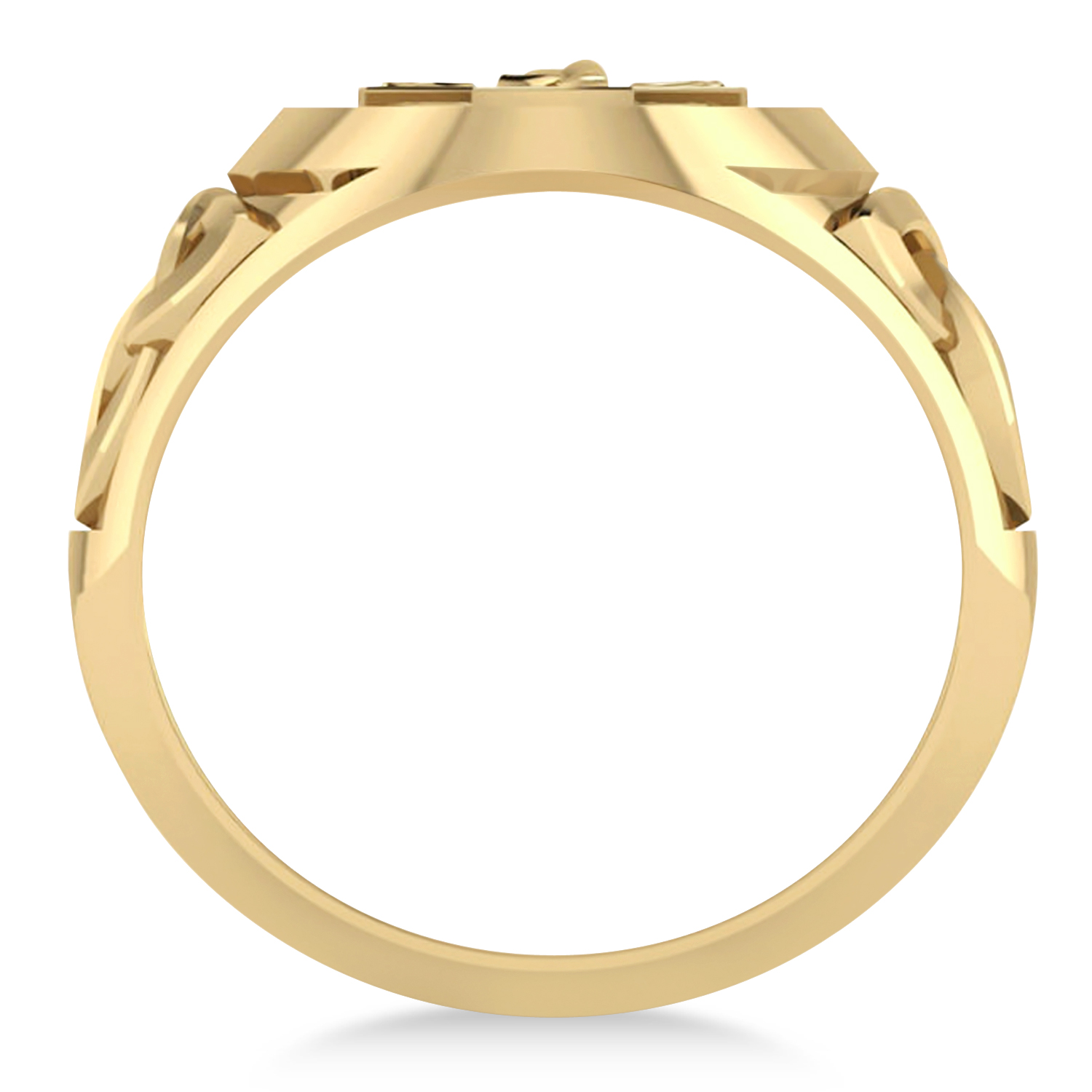 Men's Celtic Signet Irish Cross Ring 14K Yellow Gold