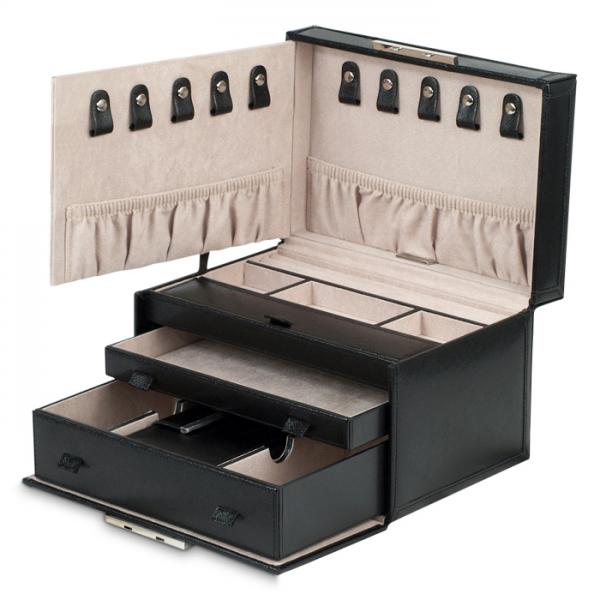 Women's 2 Drawer Genuine Leather Jewelry Box w/ Mirror Travel Case