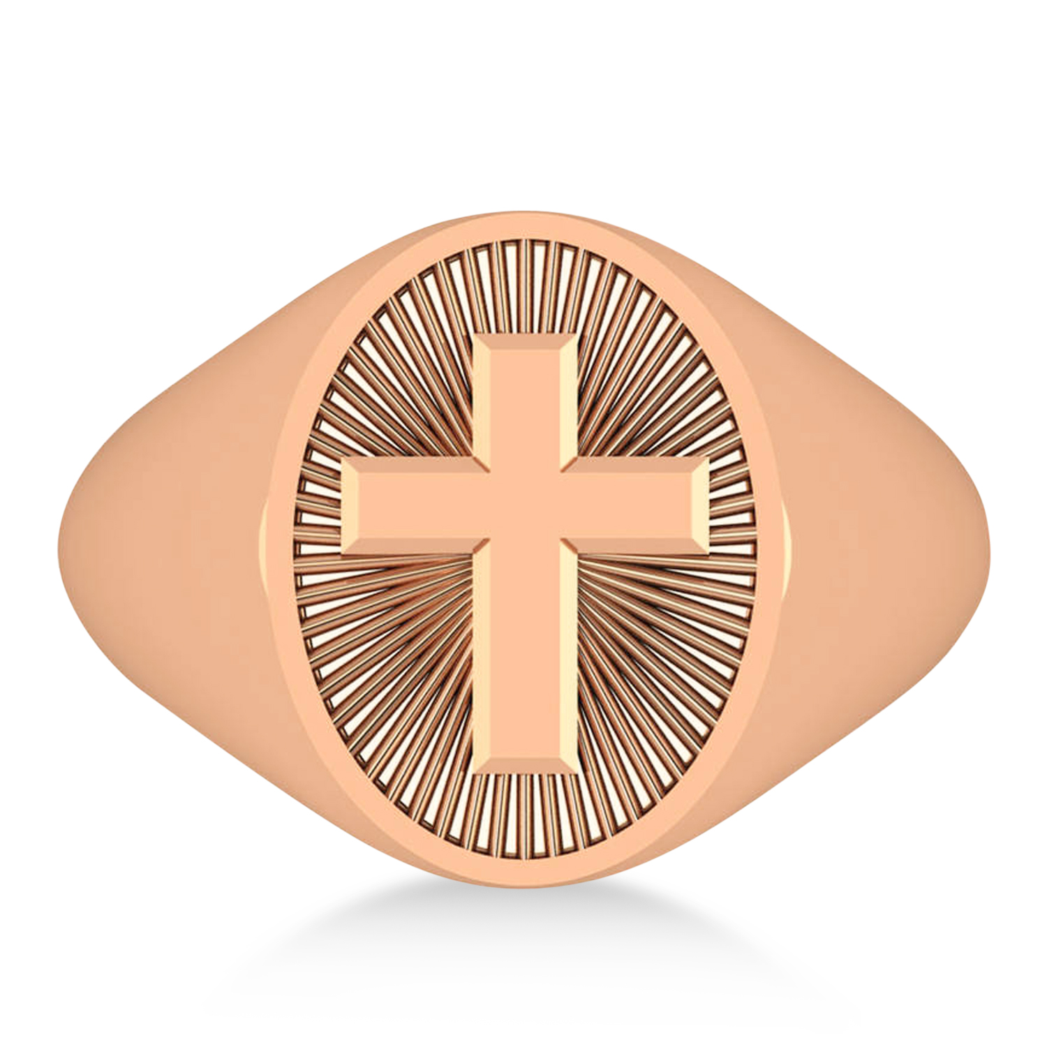 Men's Holy Cross Fashion Signet Ring 14k Rose Gold
