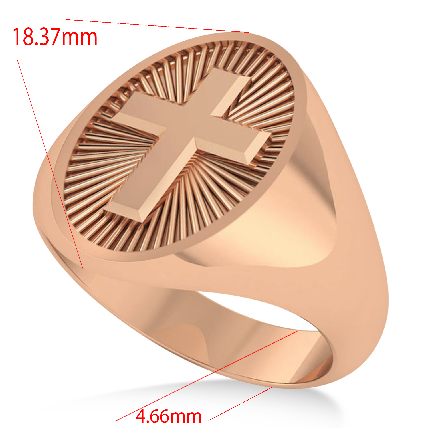 Men's Holy Cross Fashion Signet Ring 14k Rose Gold