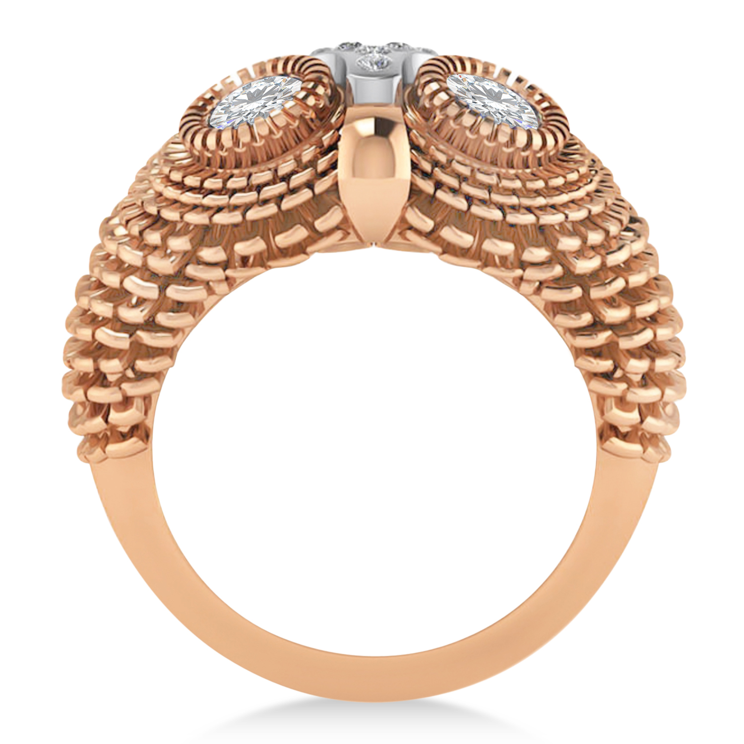 Men's Owl Diamond Accented Fashion Ring 14k Rose Gold (0.74ct)
