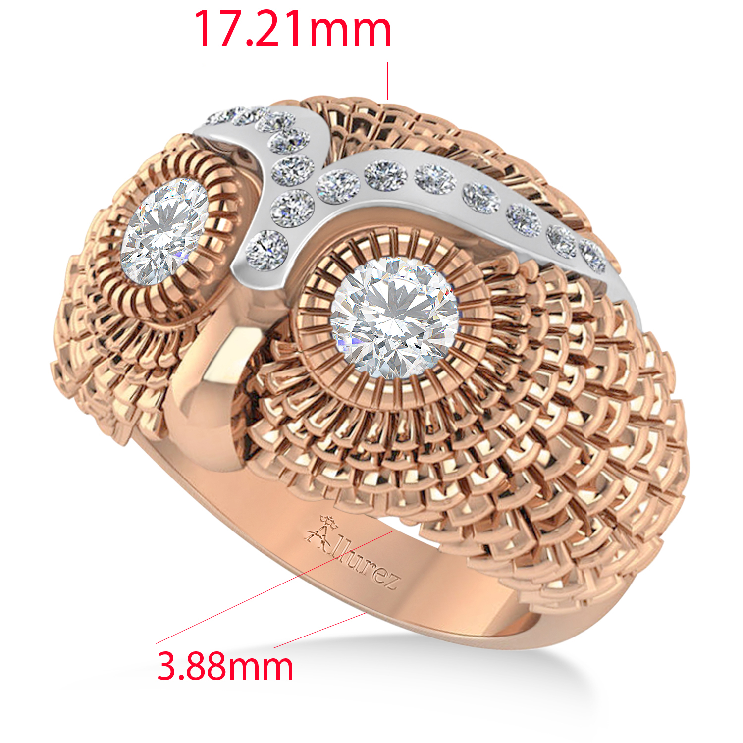 Men's Owl Diamond Accented Fashion Ring 14k Rose Gold (0.74ct)