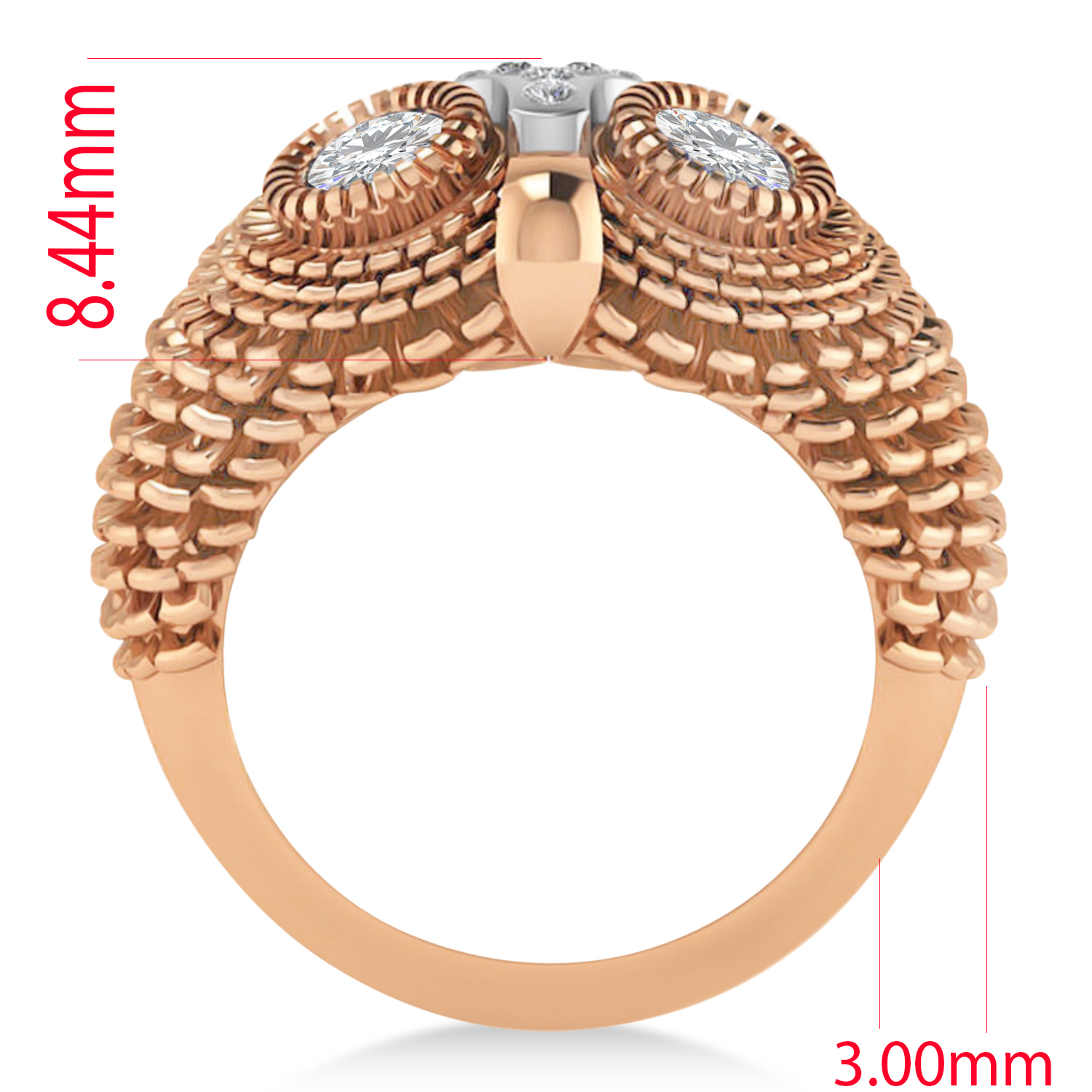 Men's Owl Diamond Accented Fashion Ring 14k Rose Gold (0.74ct)