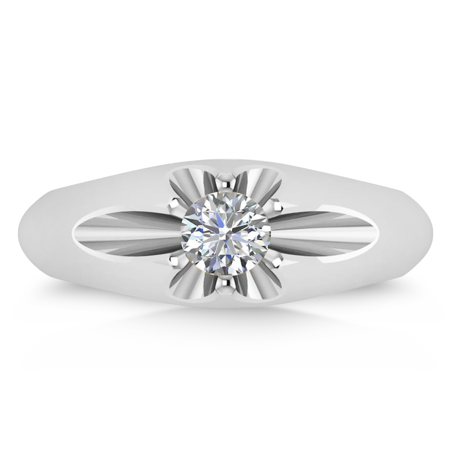 Men's Solitaire Diamond Ring 14k White Gold (0.50ct)