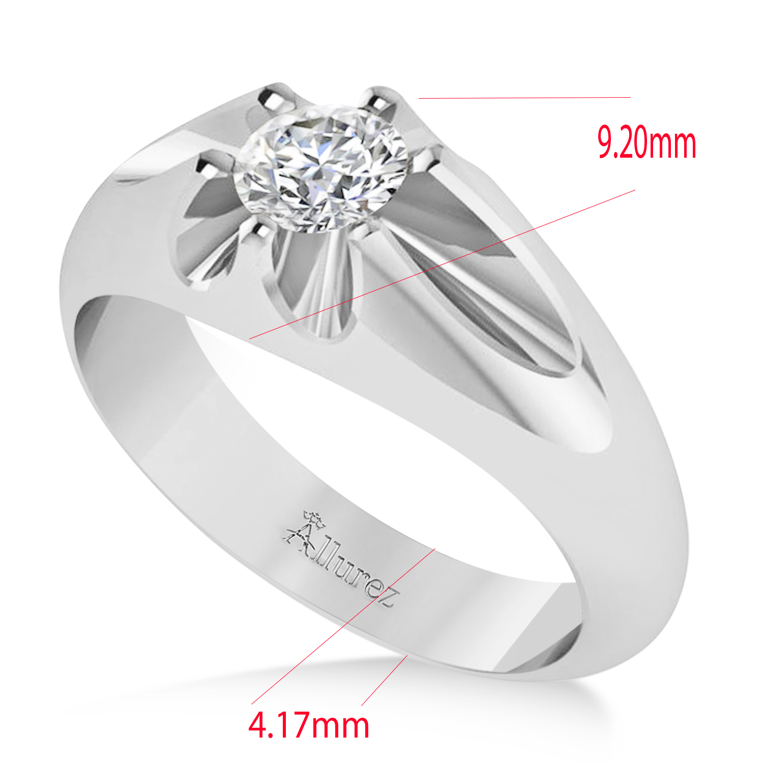 Men's Solitaire Diamond Ring 14k White Gold (0.50ct)
